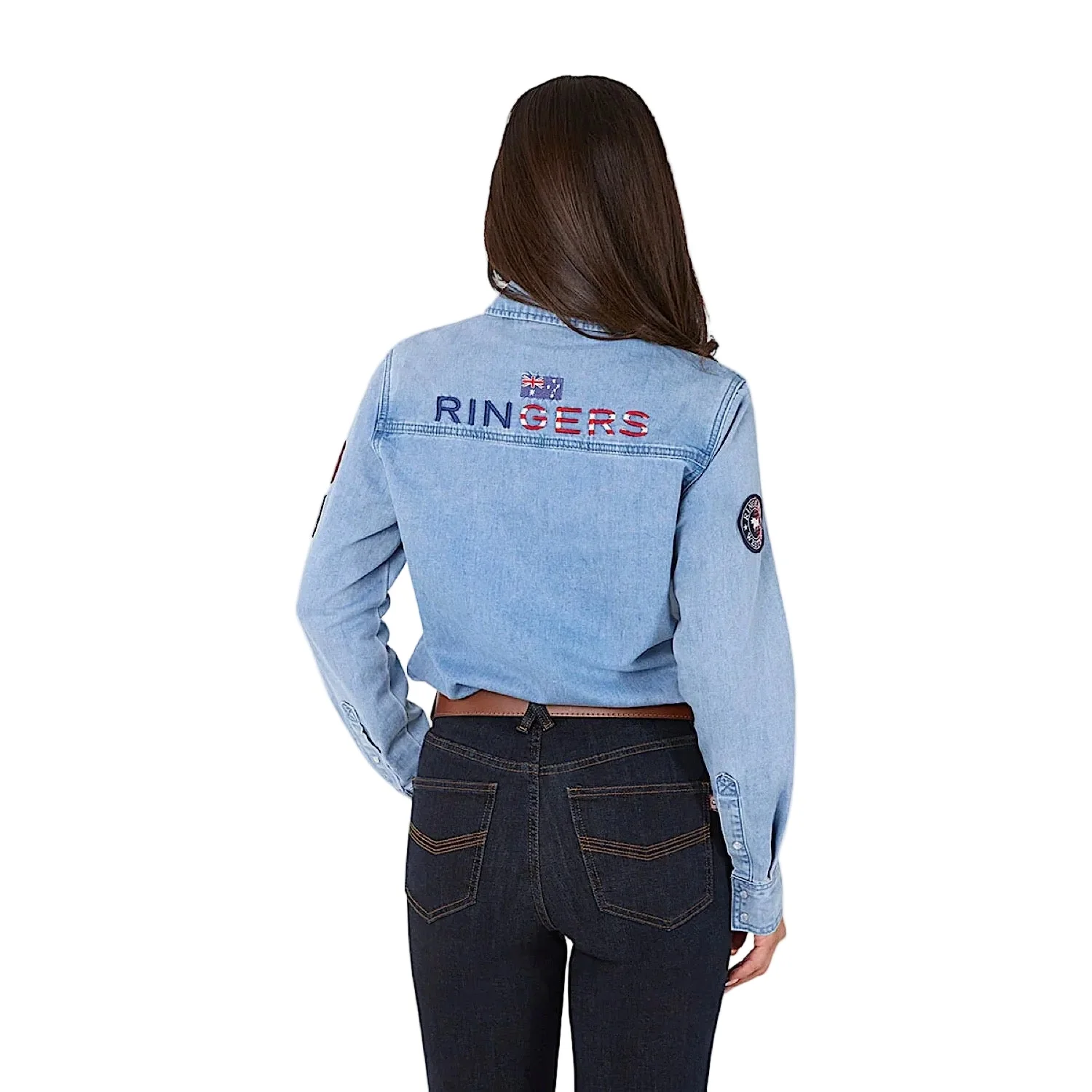 Ringers Western Women's Young and Free Western Shirt - Light Wash Blue - Image 4