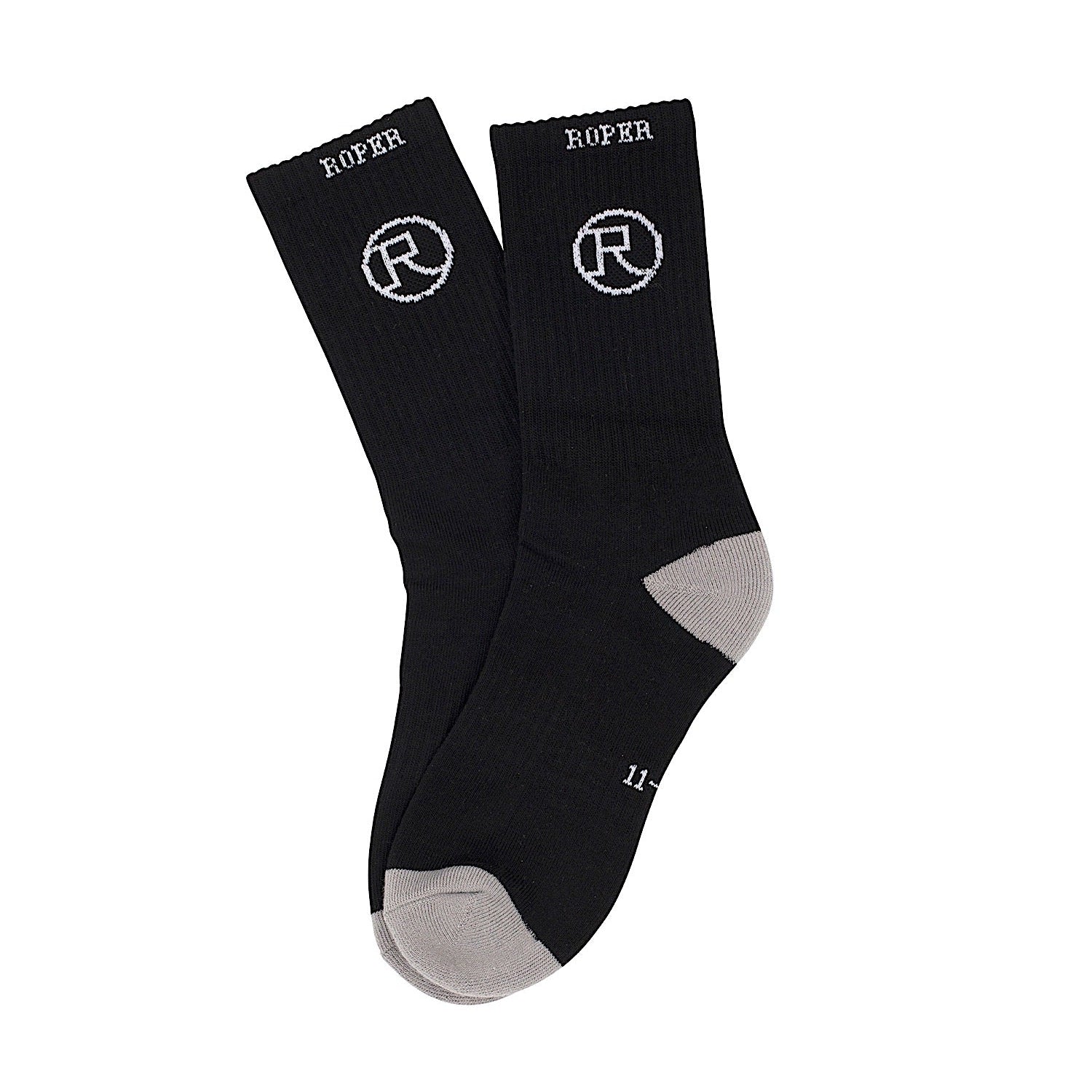 Roper Crew Socks 3 Pack - Black/Grey