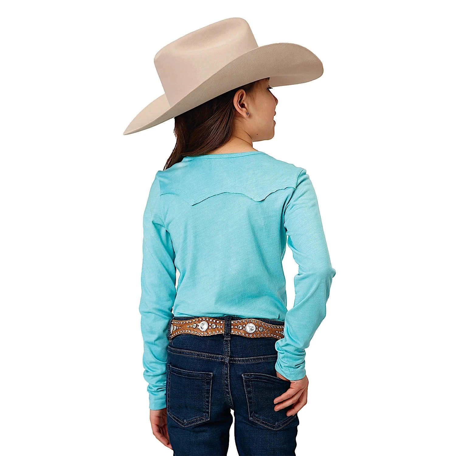 Roper Girl's Five Star Collection Long Sleeve T-Shirt - Blue - Image 2