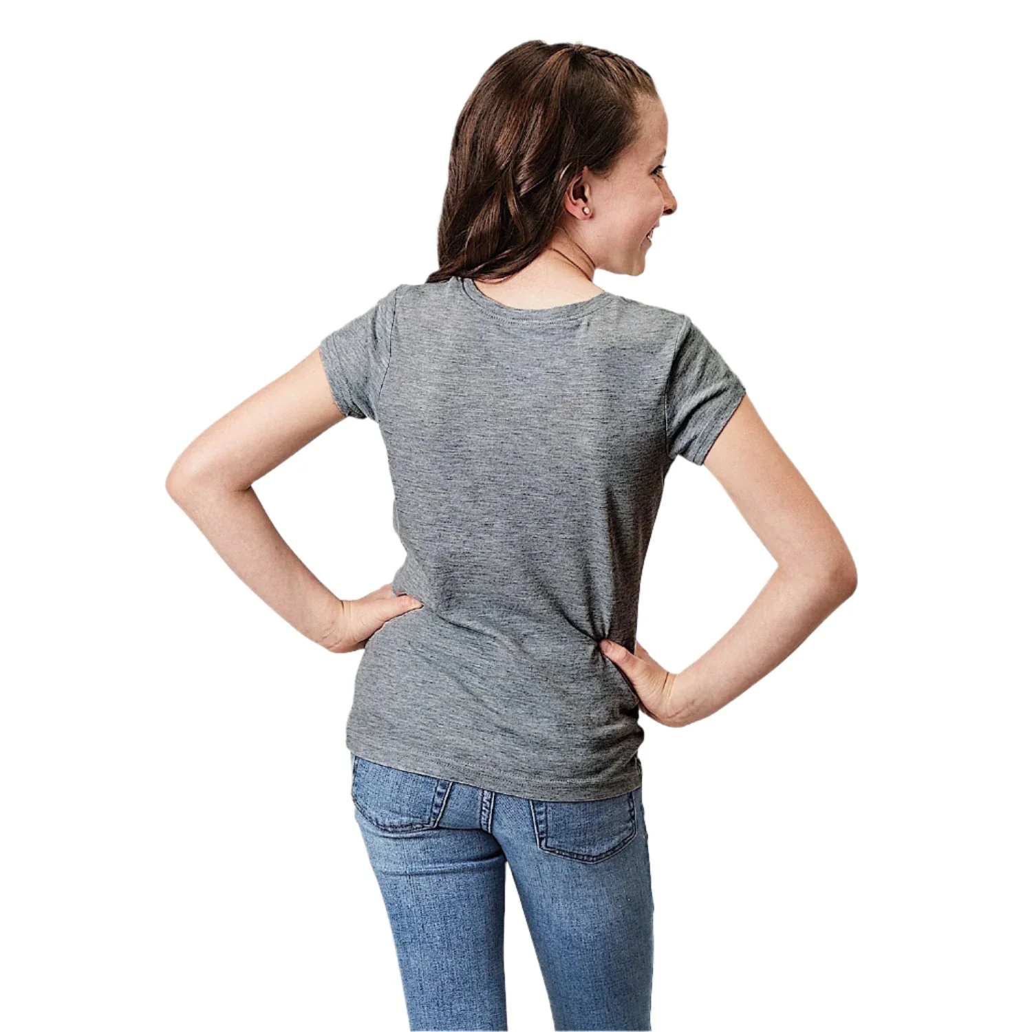 Roper Girl's Five Star Collection T-Shirt - Heather Grey - Image 2