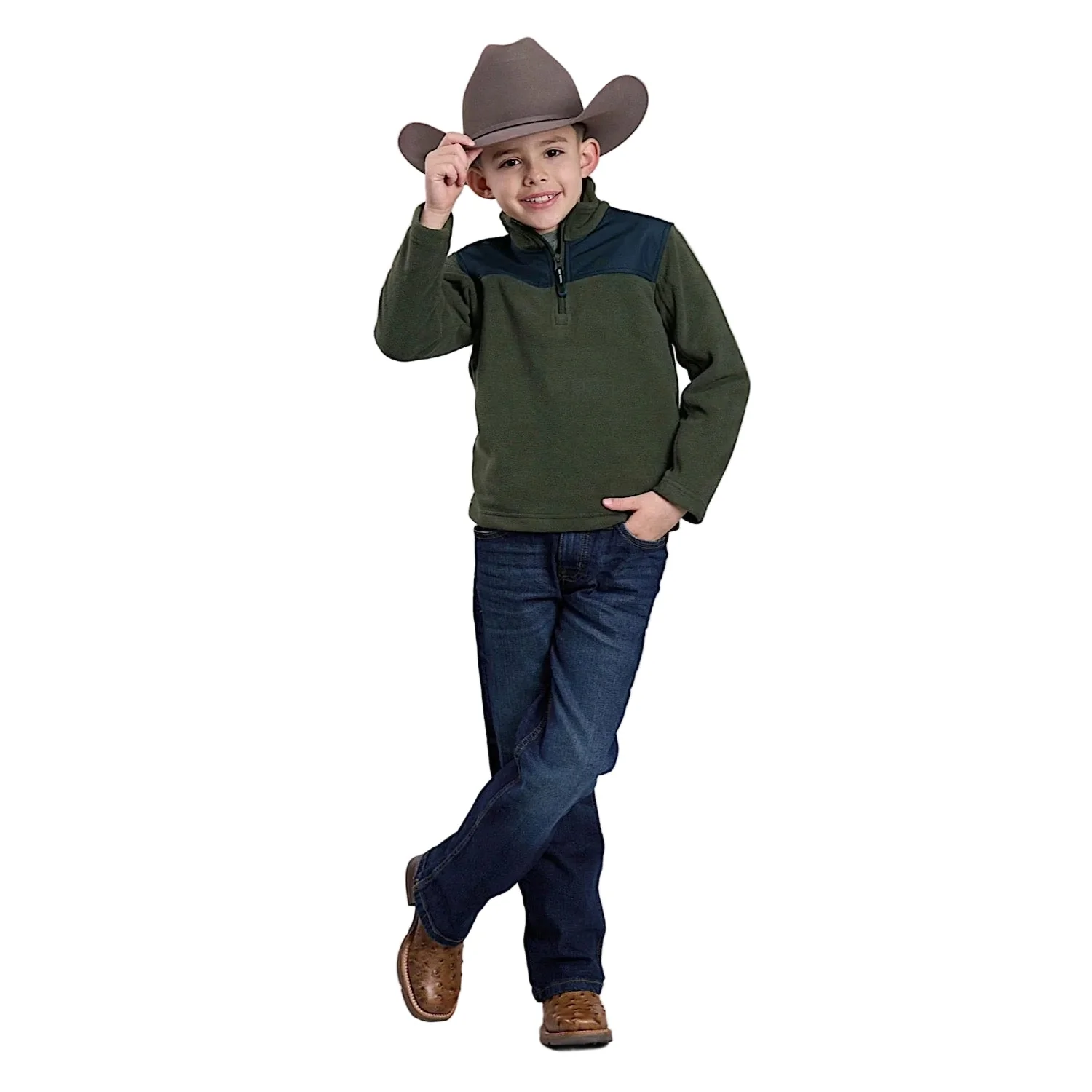 Roper Boy's Fleece Pullover - Green - Image 3