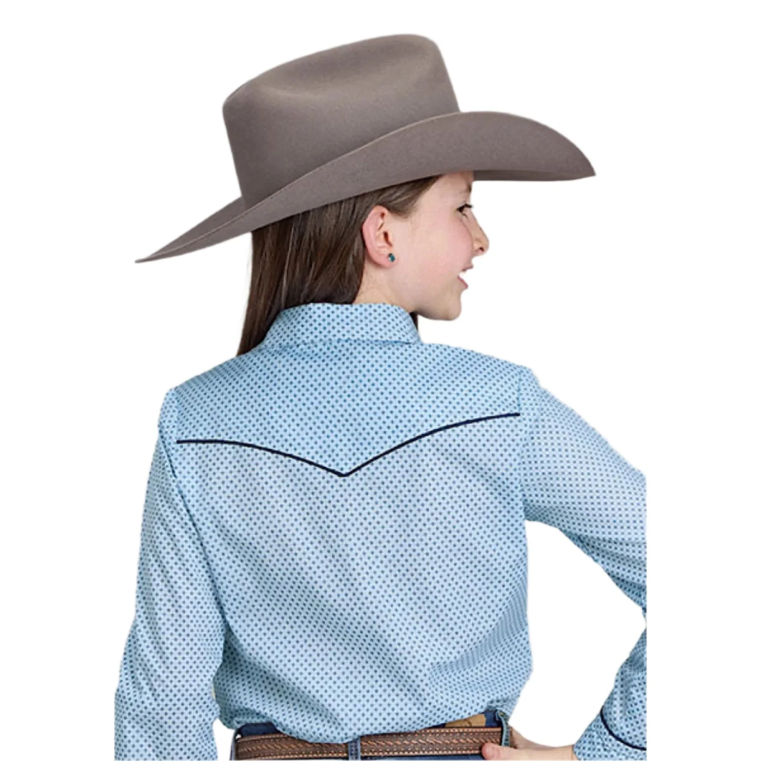 Roper Girl's Karman Special Style Shirt - Print Blue - Image 3
