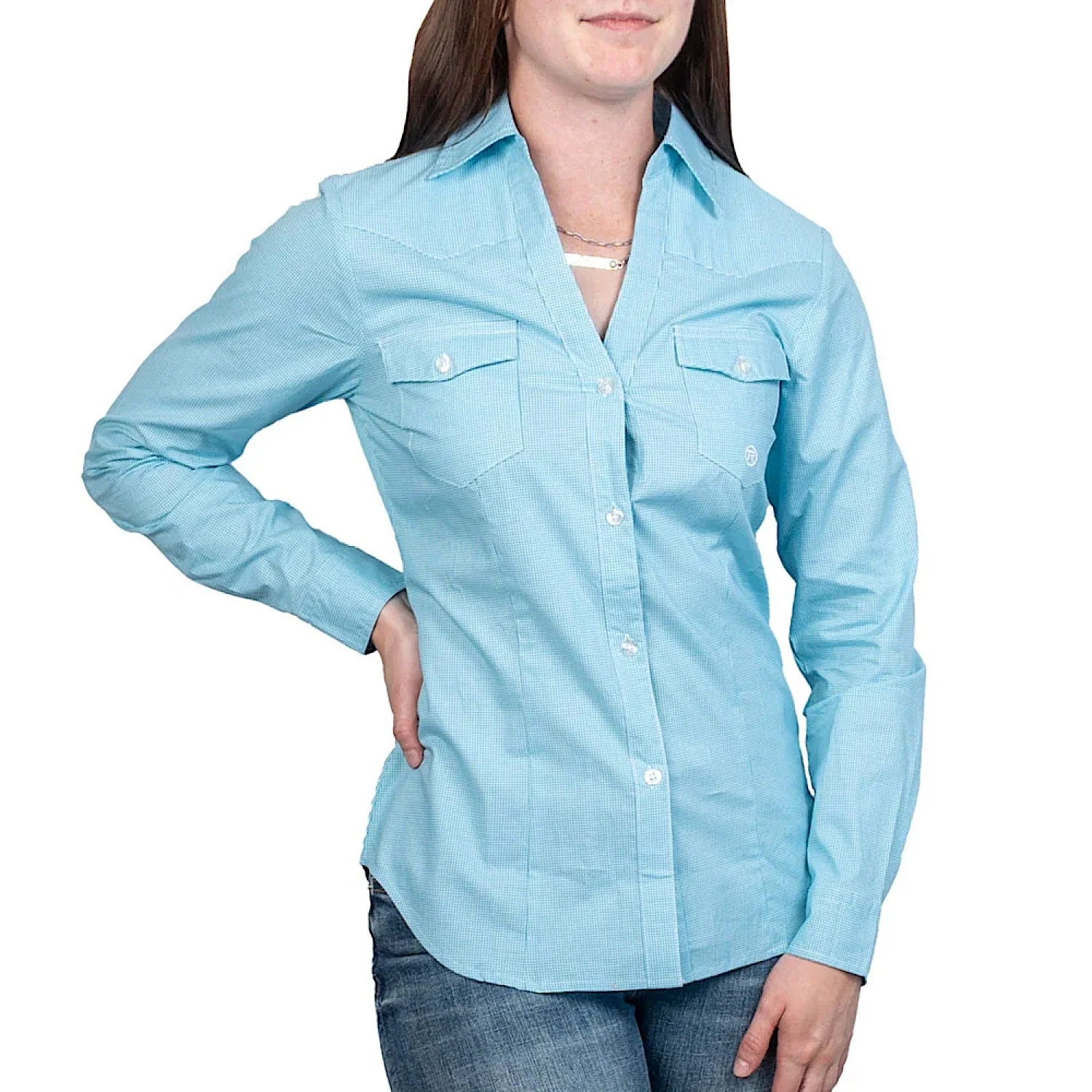 Roper Women's Amarillo Collection Shirt - Check Blue
