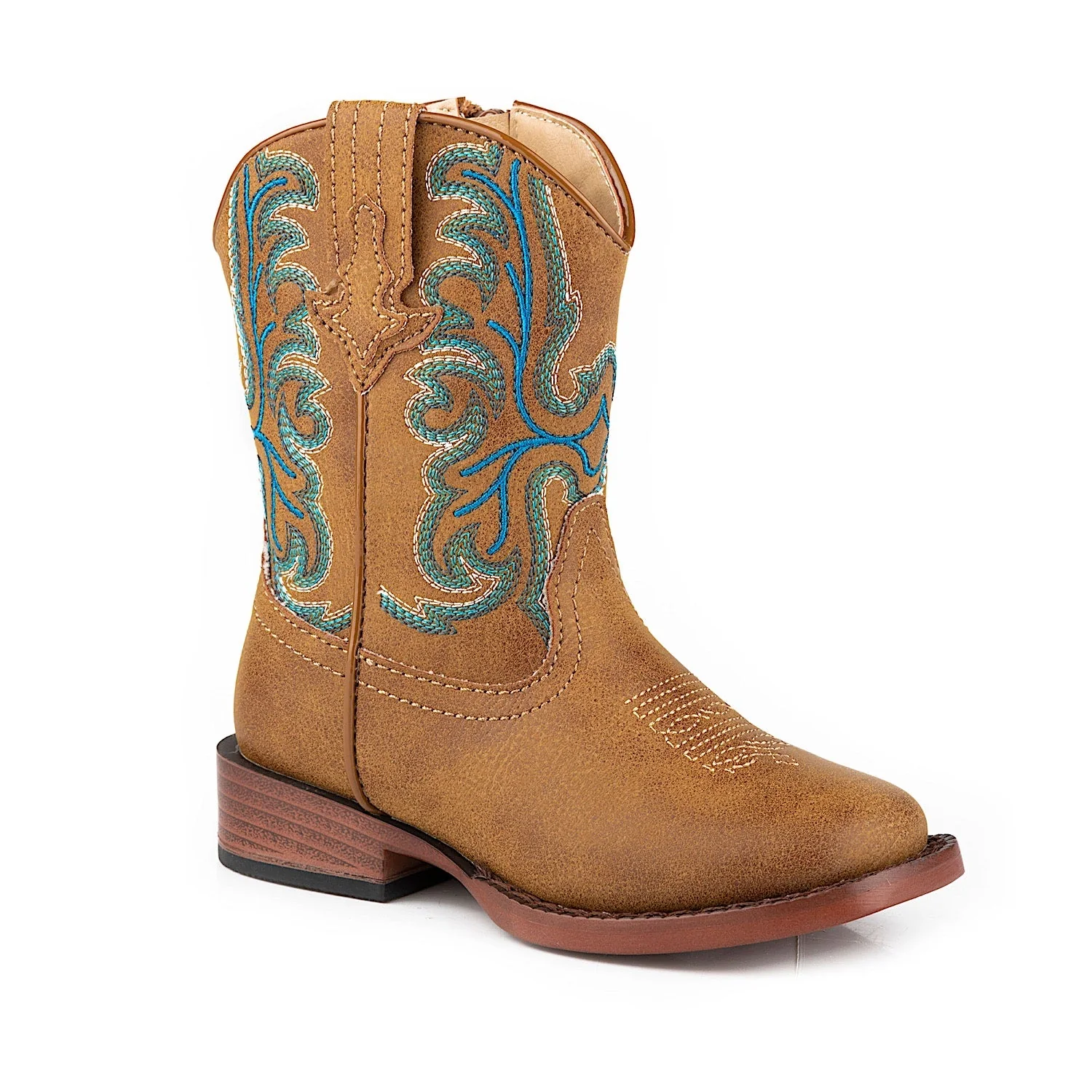 Roper TODDLER Patrick Wide Square Toe Western Boot - Tan