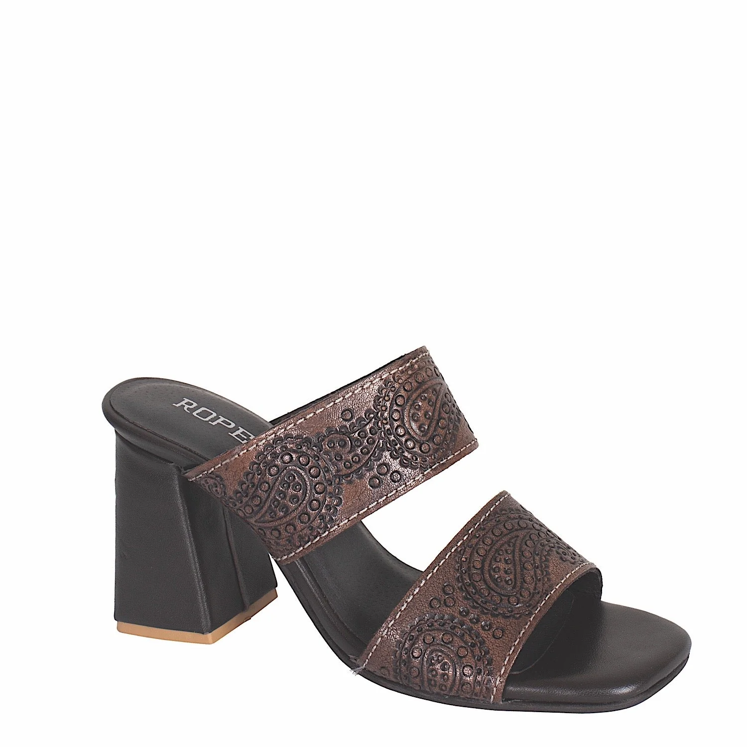 Roper Women's Stella Shoe - Brown Tooled Leather