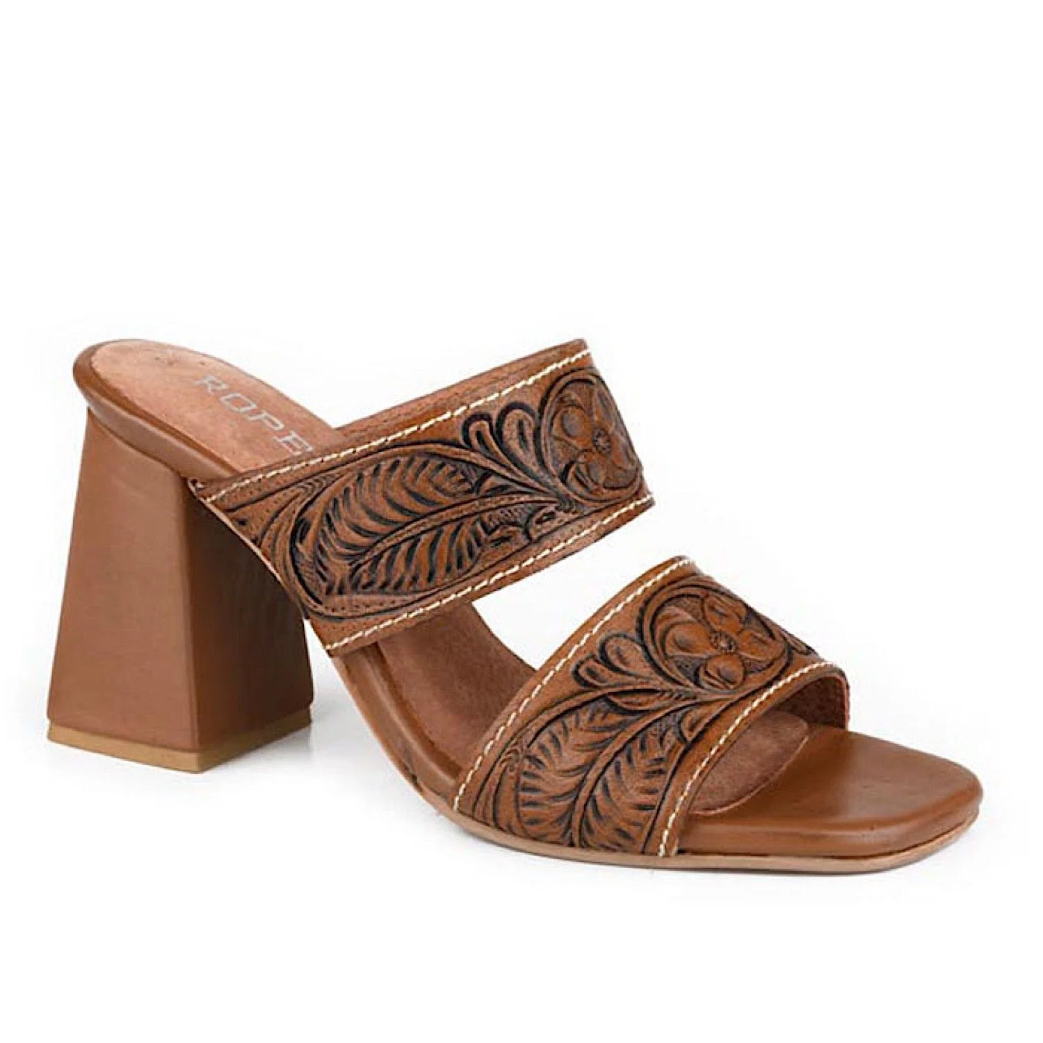 Roper Women's Stella Shoe - Tan Tooled Leather