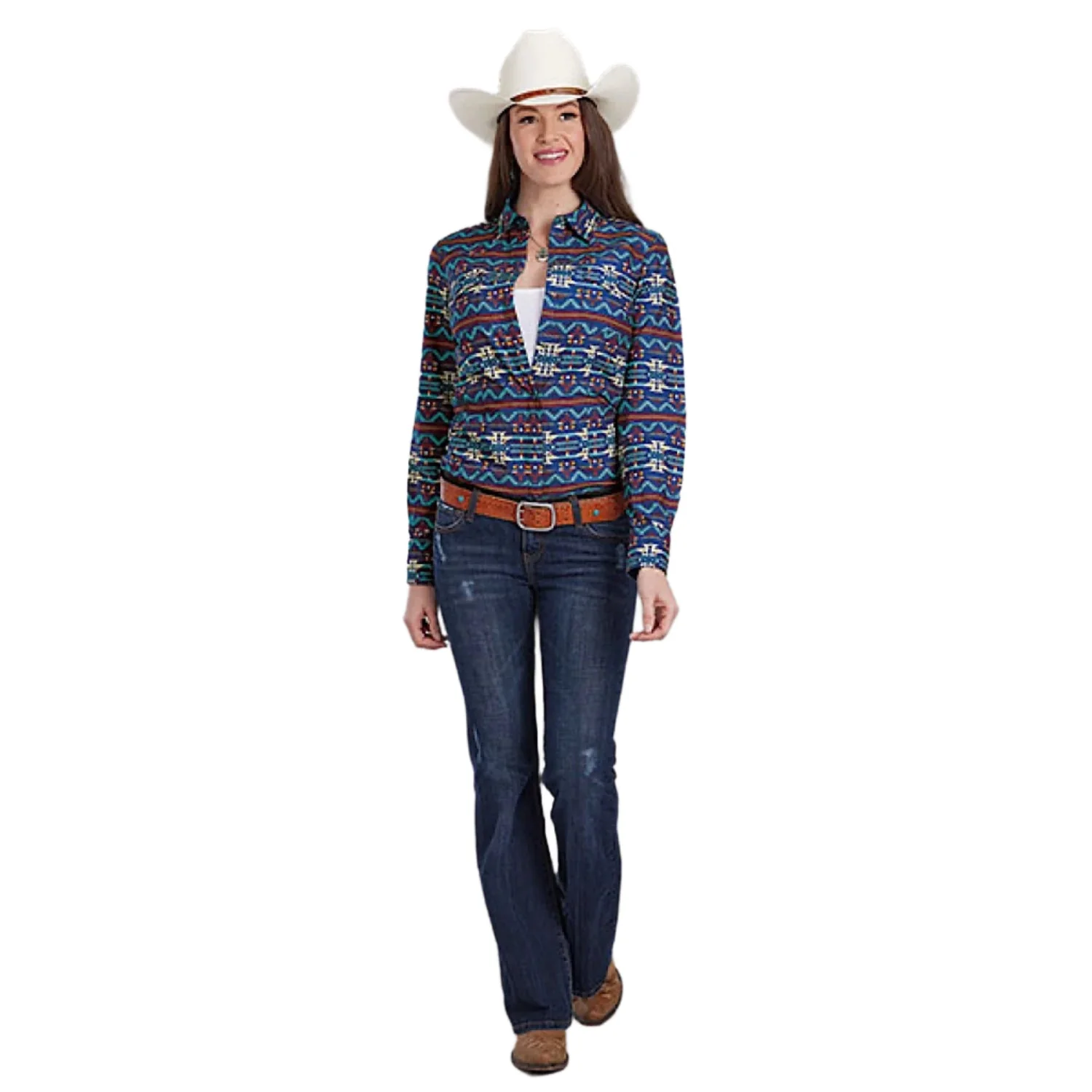 Roper Women's West Made Collection Shirt - Print Blue - Image 2