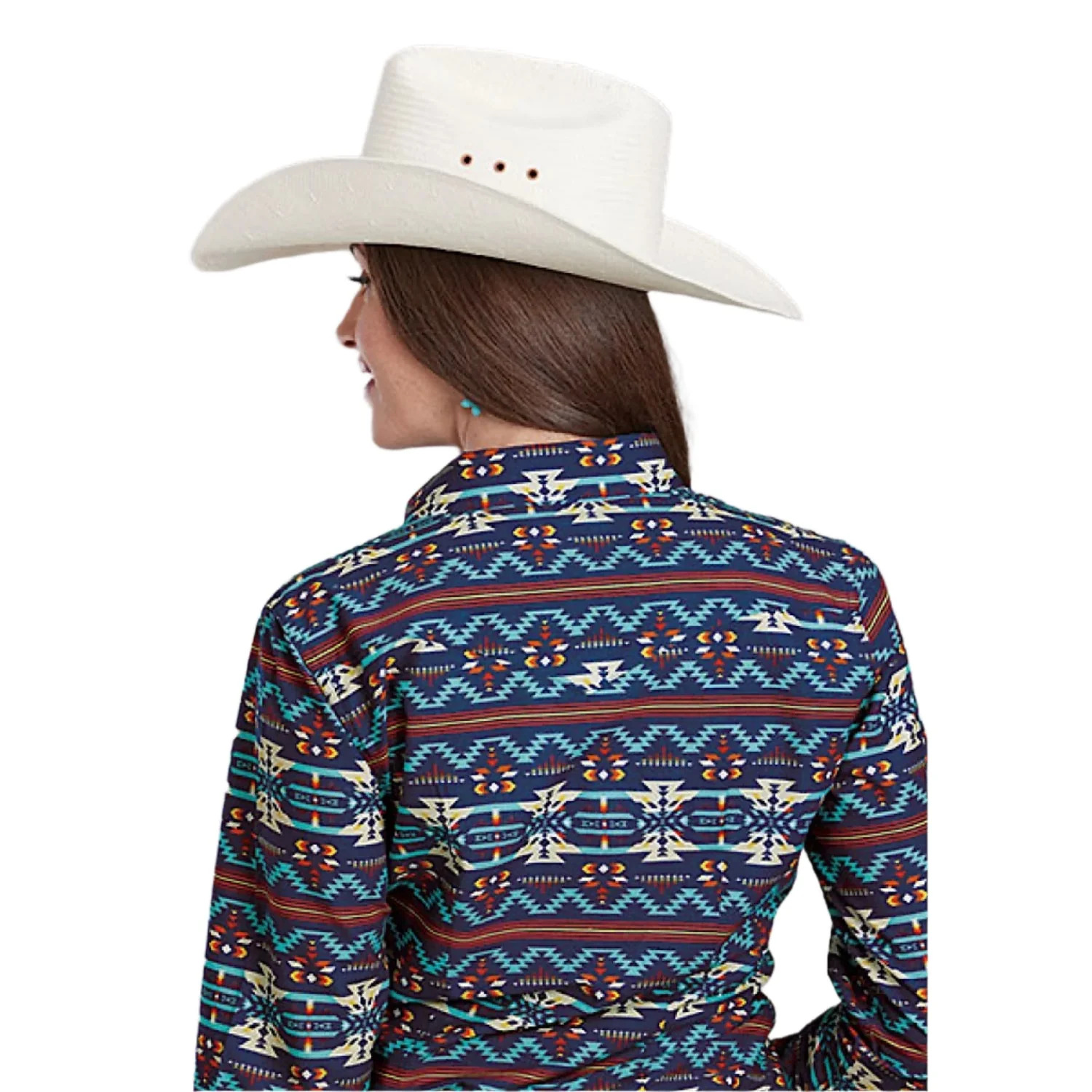 Roper Women's West Made Collection Shirt - Print Blue - Image 3