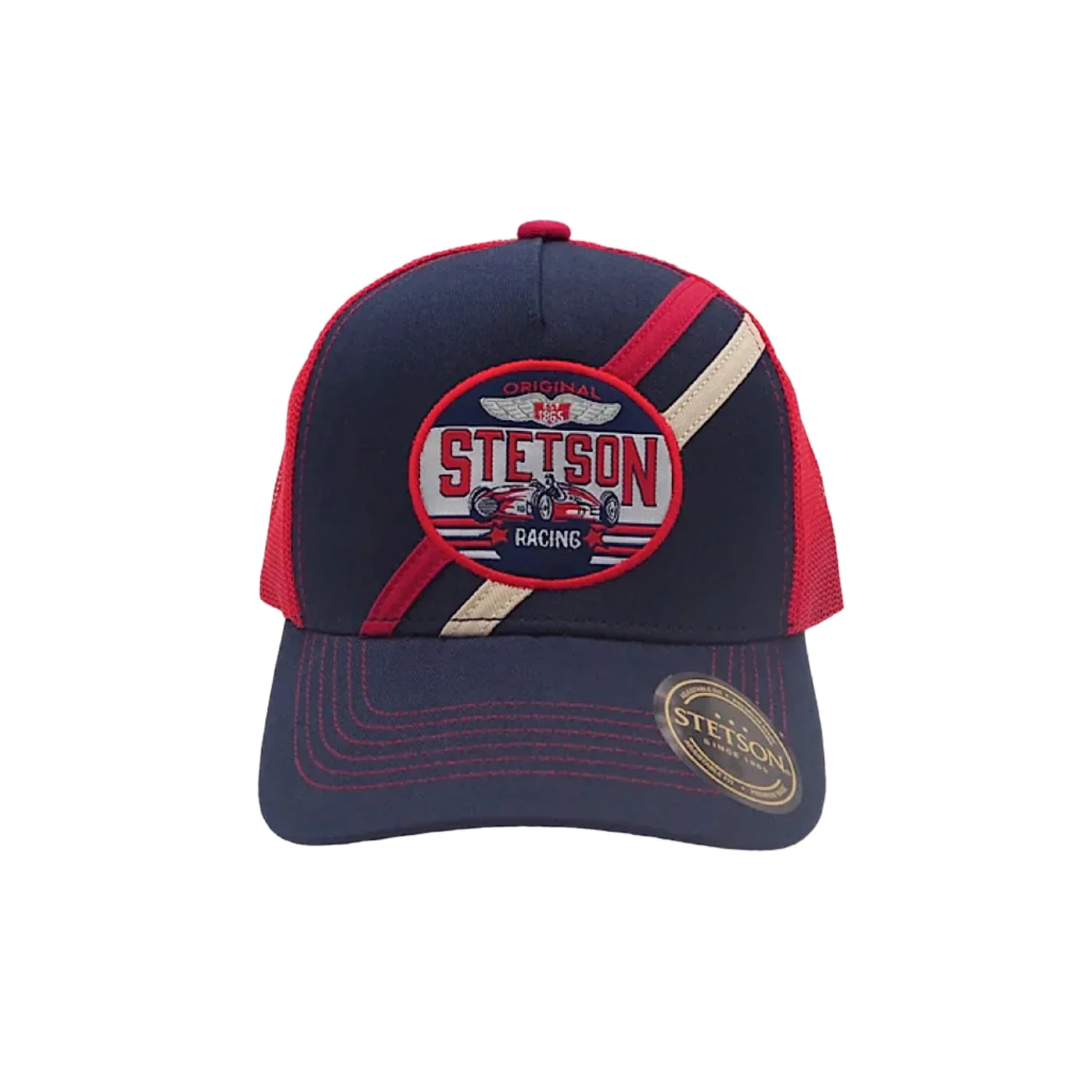 Stetson Kid's Vintage Racing Trucker Cap - Navy / Red - Image 2