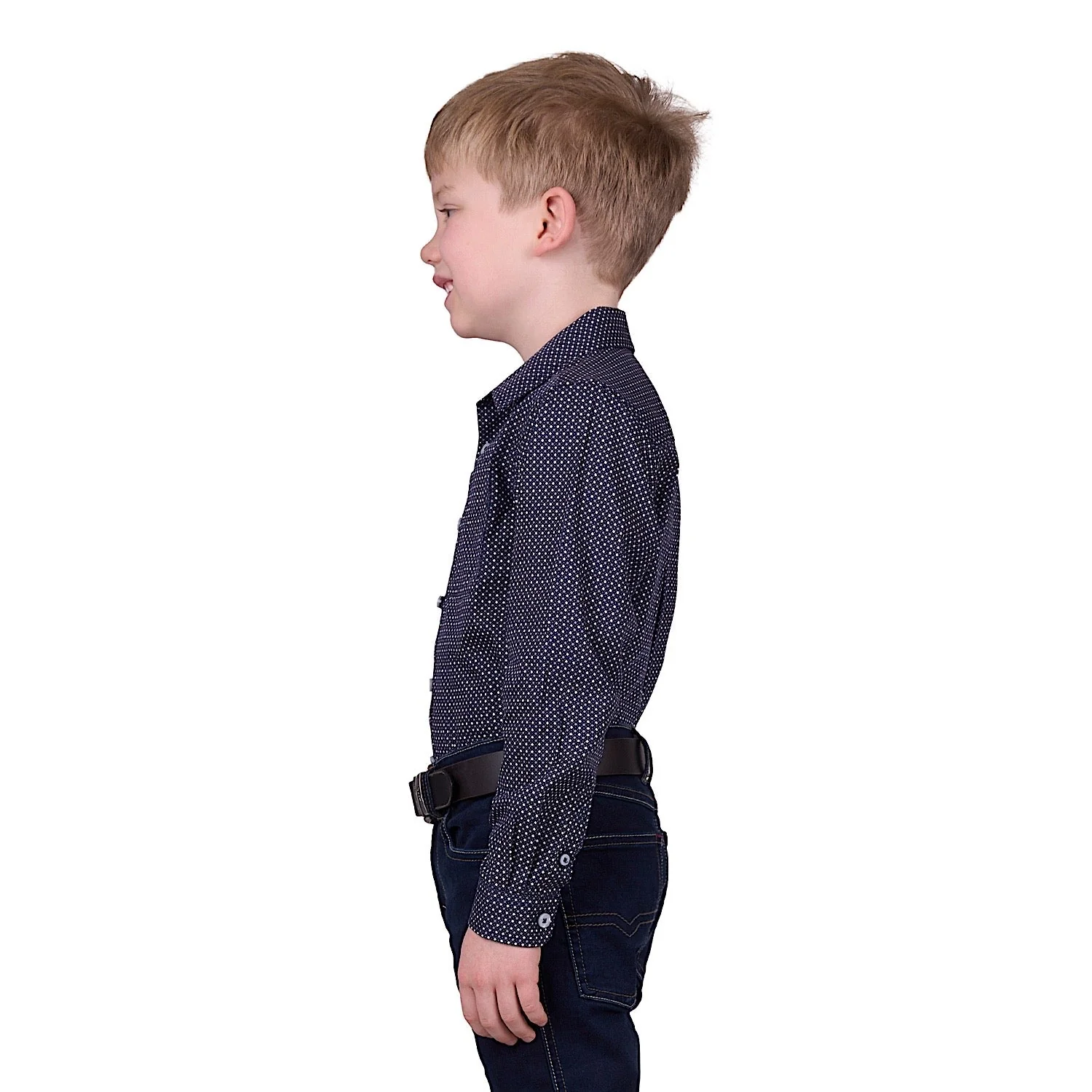 Thomas Cook Boy's Arlo Print 1-Pocket Long Sleeve Shirt - Navy/Tan - Image 2