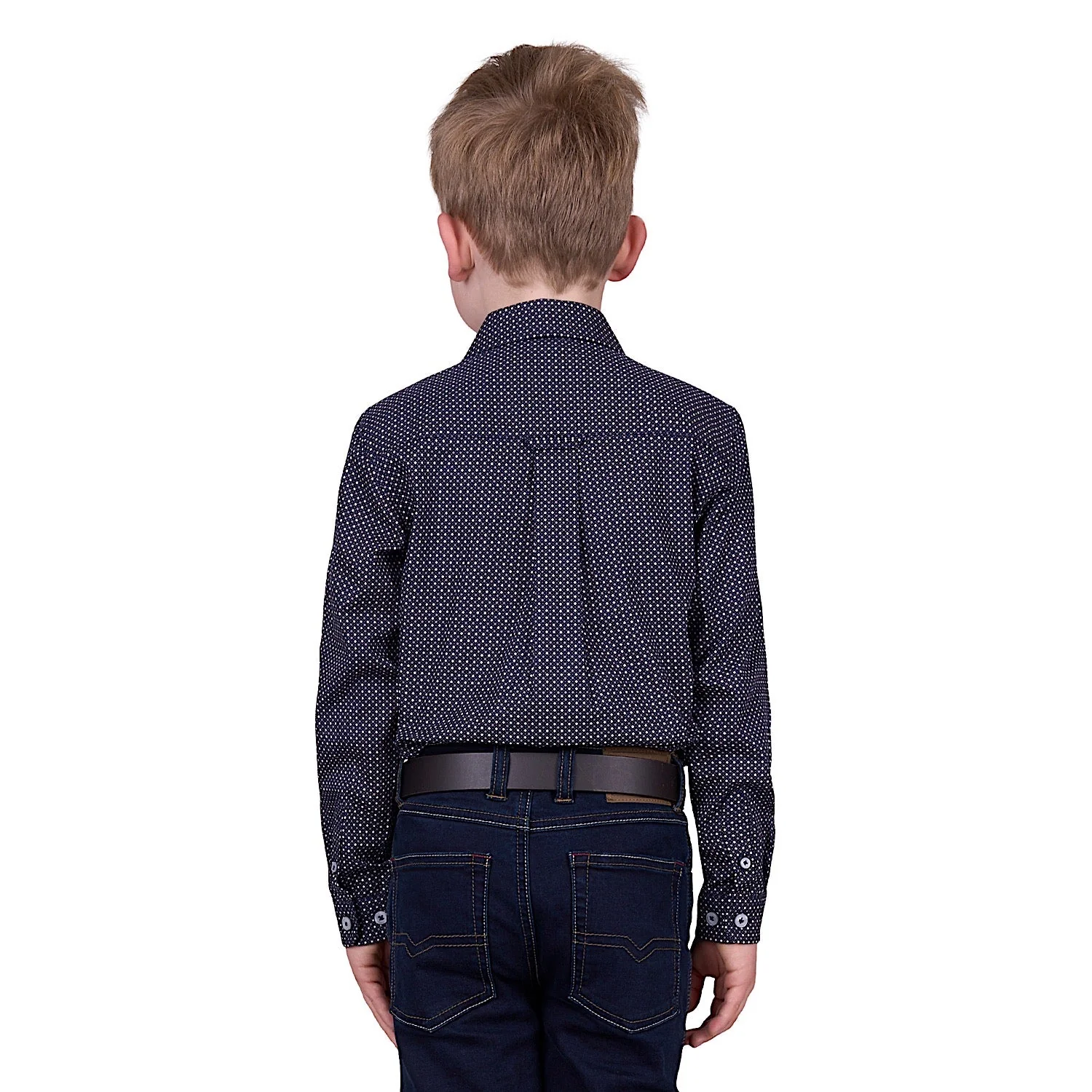 Thomas Cook Boy's Arlo Print 1-Pocket Long Sleeve Shirt - Navy/Tan - Image 3