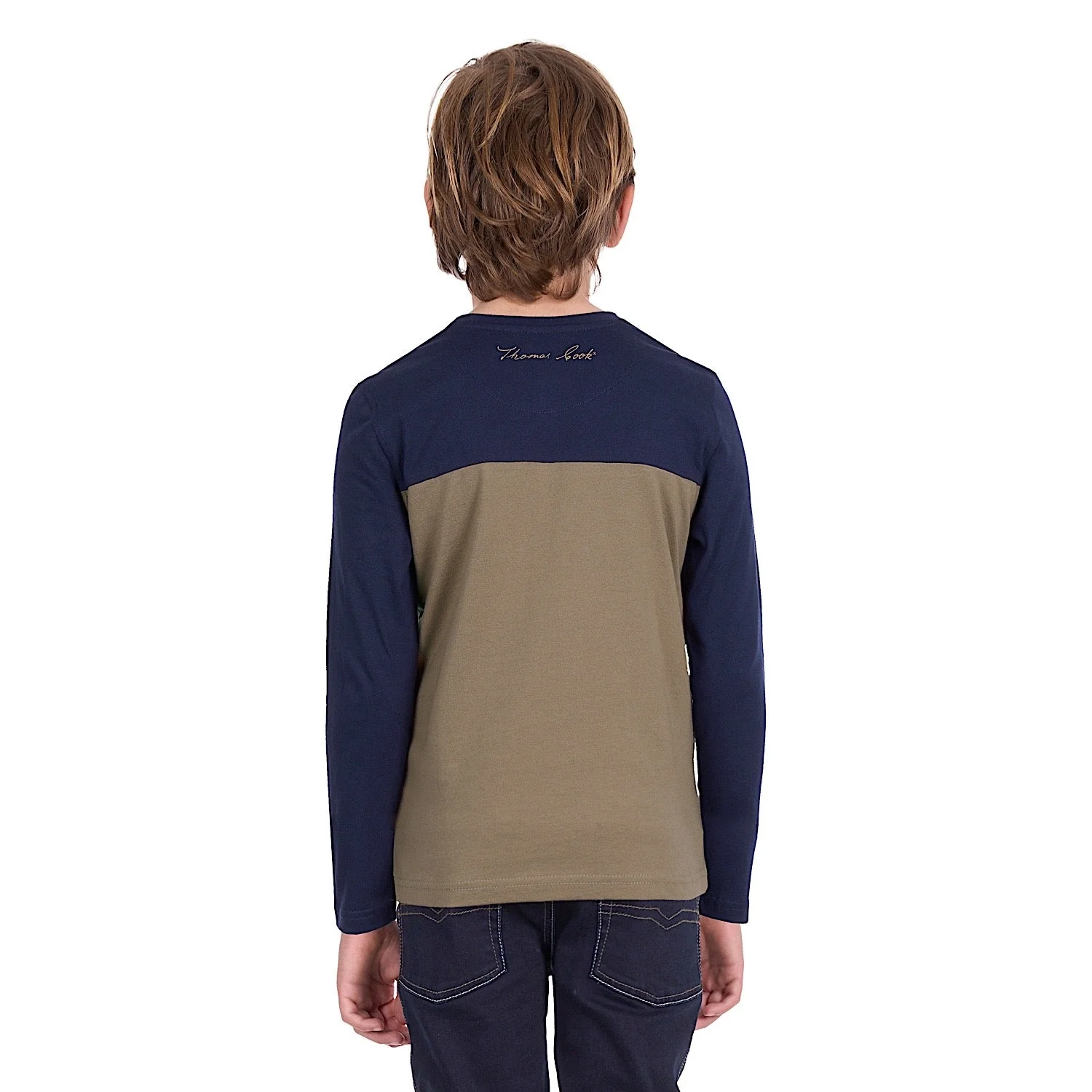 Thomas Cook Boy's Karl Henley Long Sleeve Tee - Navy / Tan - Image 3
