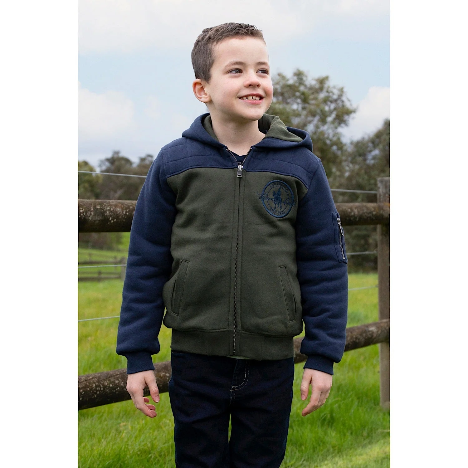 Thomas Cook Boys Original Zip Up Hoodie Navy/Green - Image 4