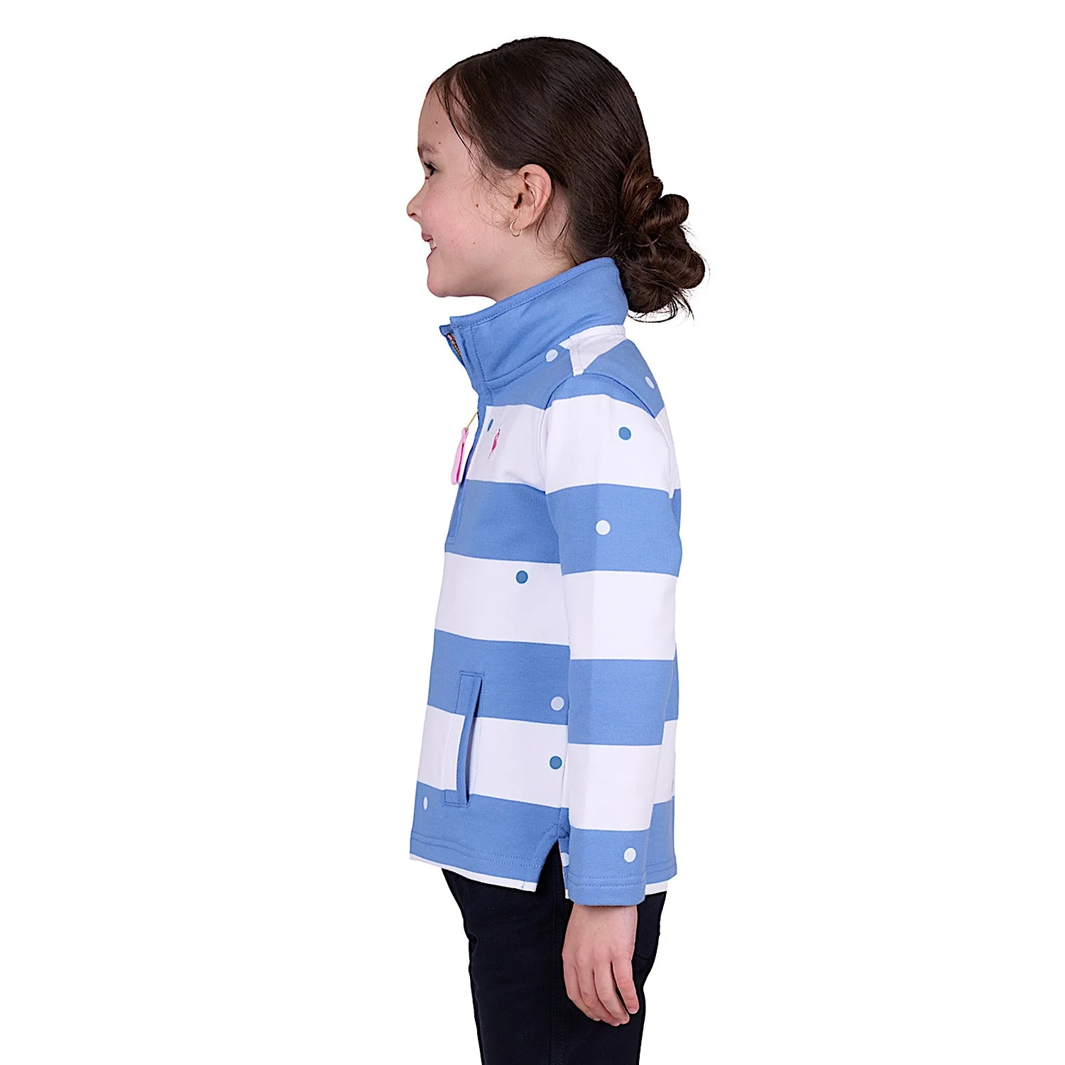 Thomas Cook Girl's Eden 1/4 Zip Stripe Rugby - Blue - Image 2