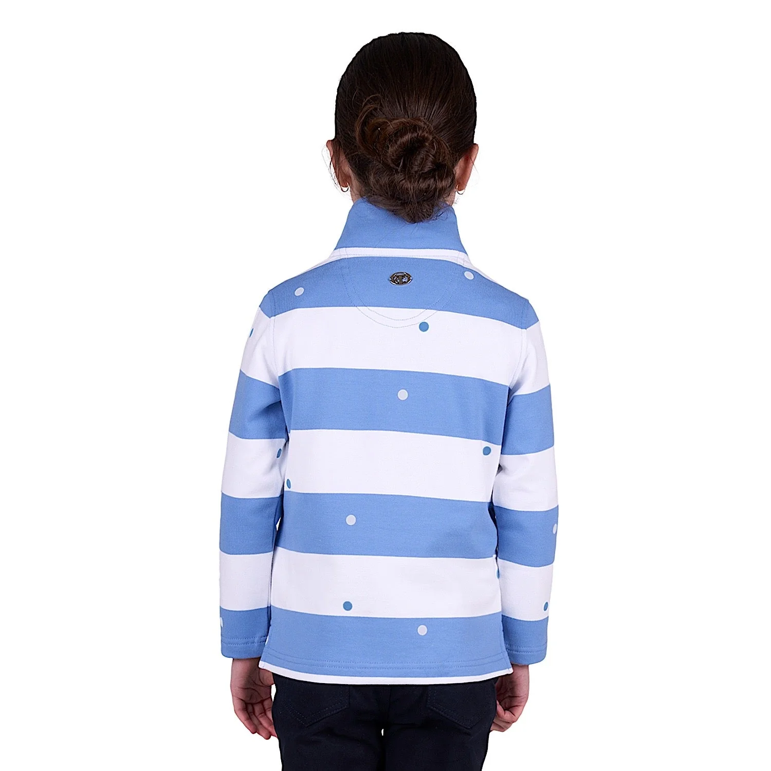 Thomas Cook Girl's Eden 1/4 Zip Stripe Rugby - Blue - Image 3