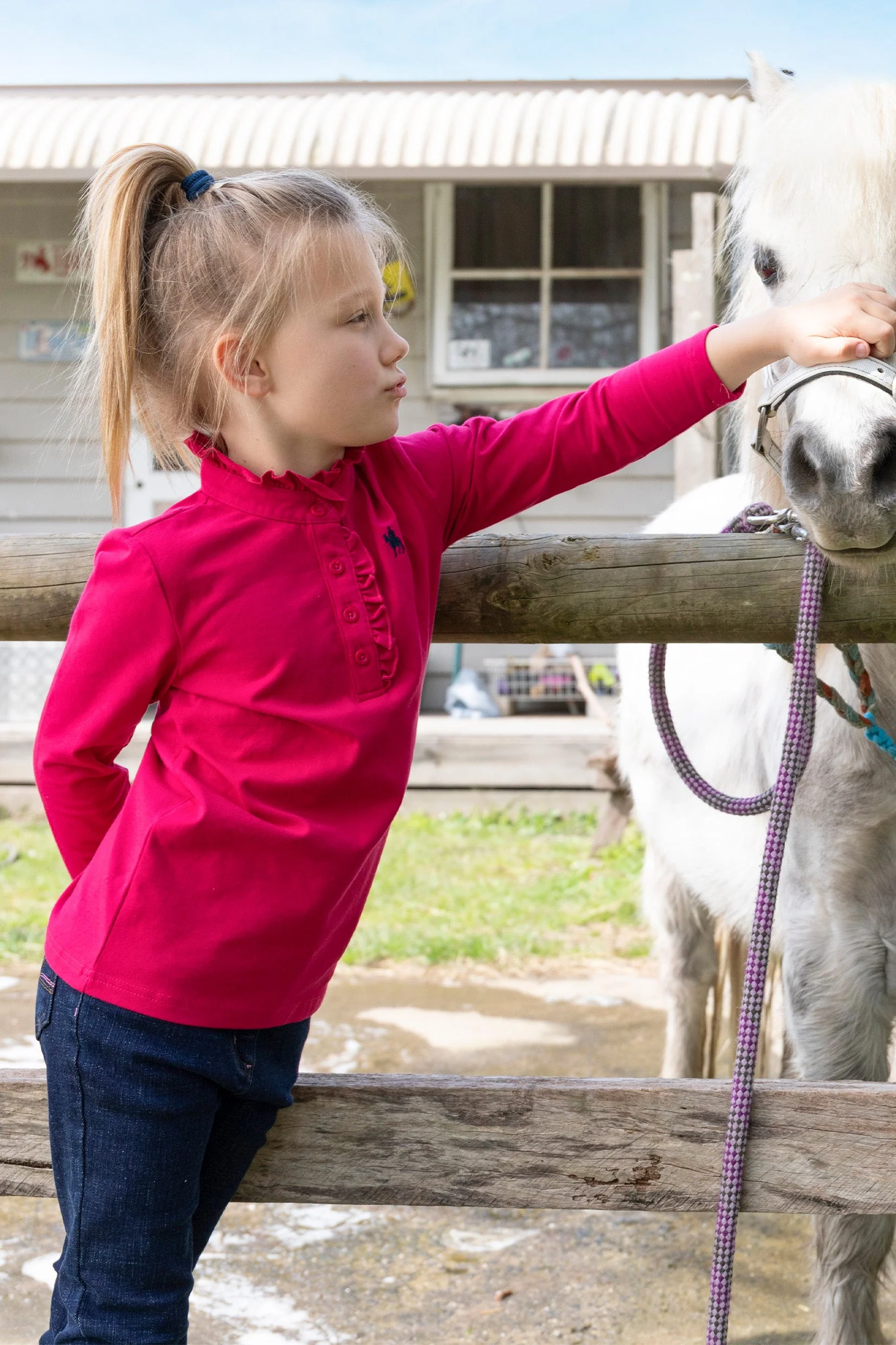 Thomas Cook Girls Frill Neck Long Sleeve Polo Granita - Image 2