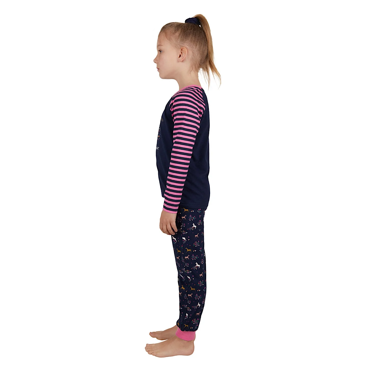 Thomas Cook Girls Long Sleeve Glow-In-The-Dark PJs Navy/Rose - Image 2