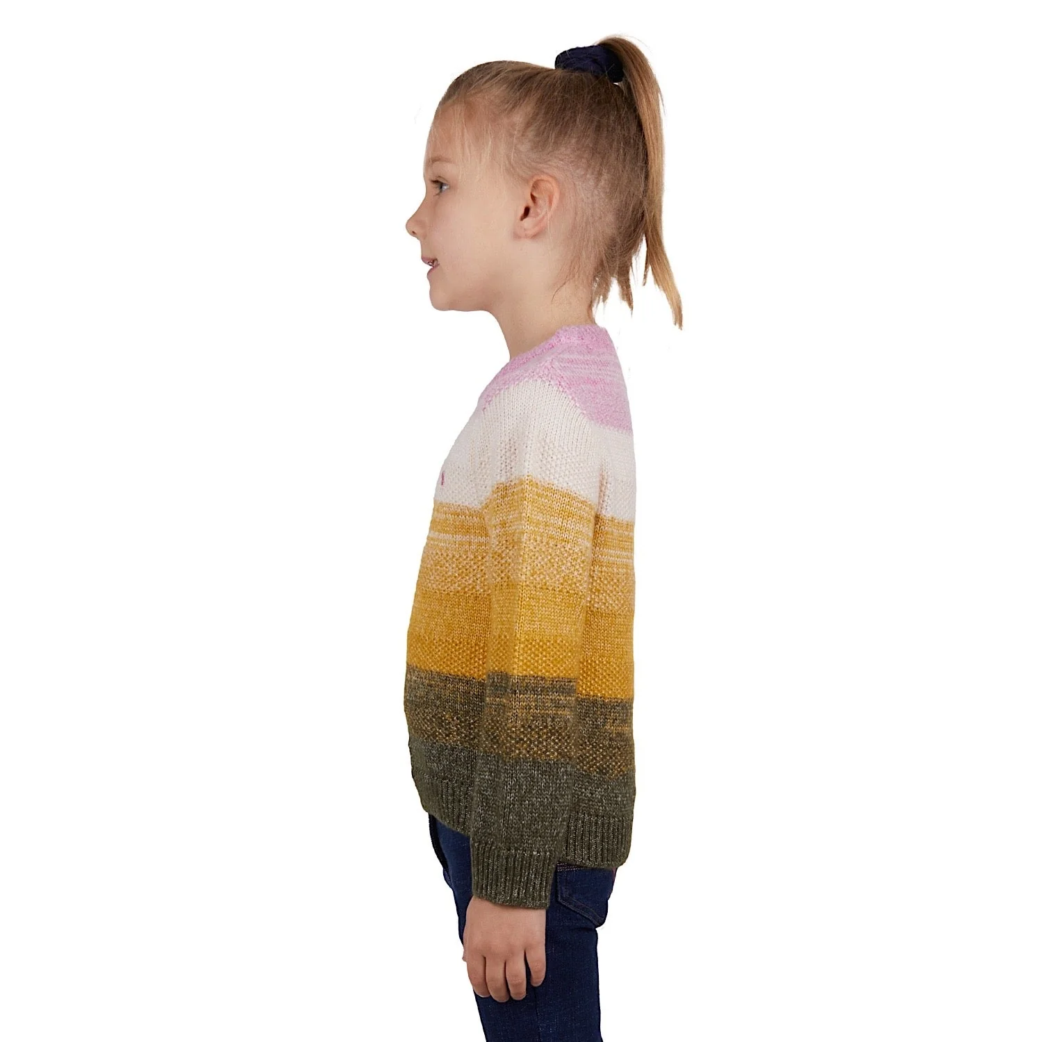 Thomas Cook Girl's Michelle Stripe Knit Jumper - Rose - Image 2