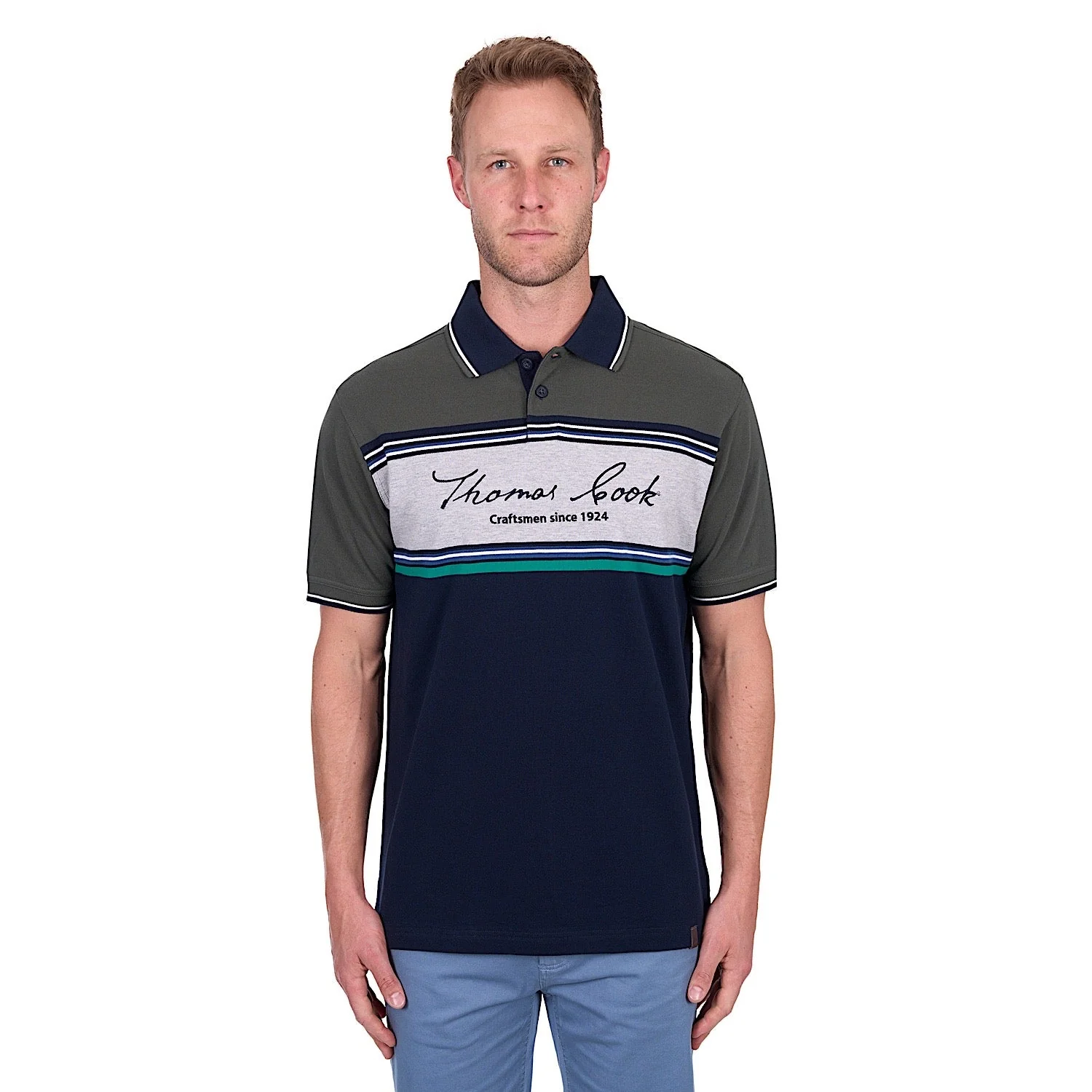 Thomas Cook Men's Andy Tailored Polo - Navy/Green - Image 2