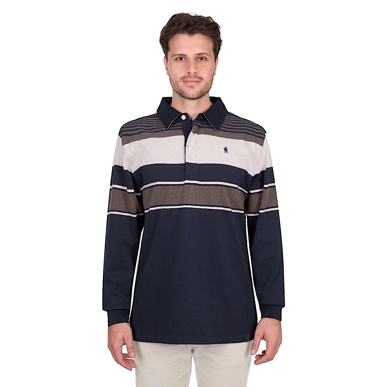 Thomas Cook Men's Bryan Stripe Rugby - Navy / Dark Tan
