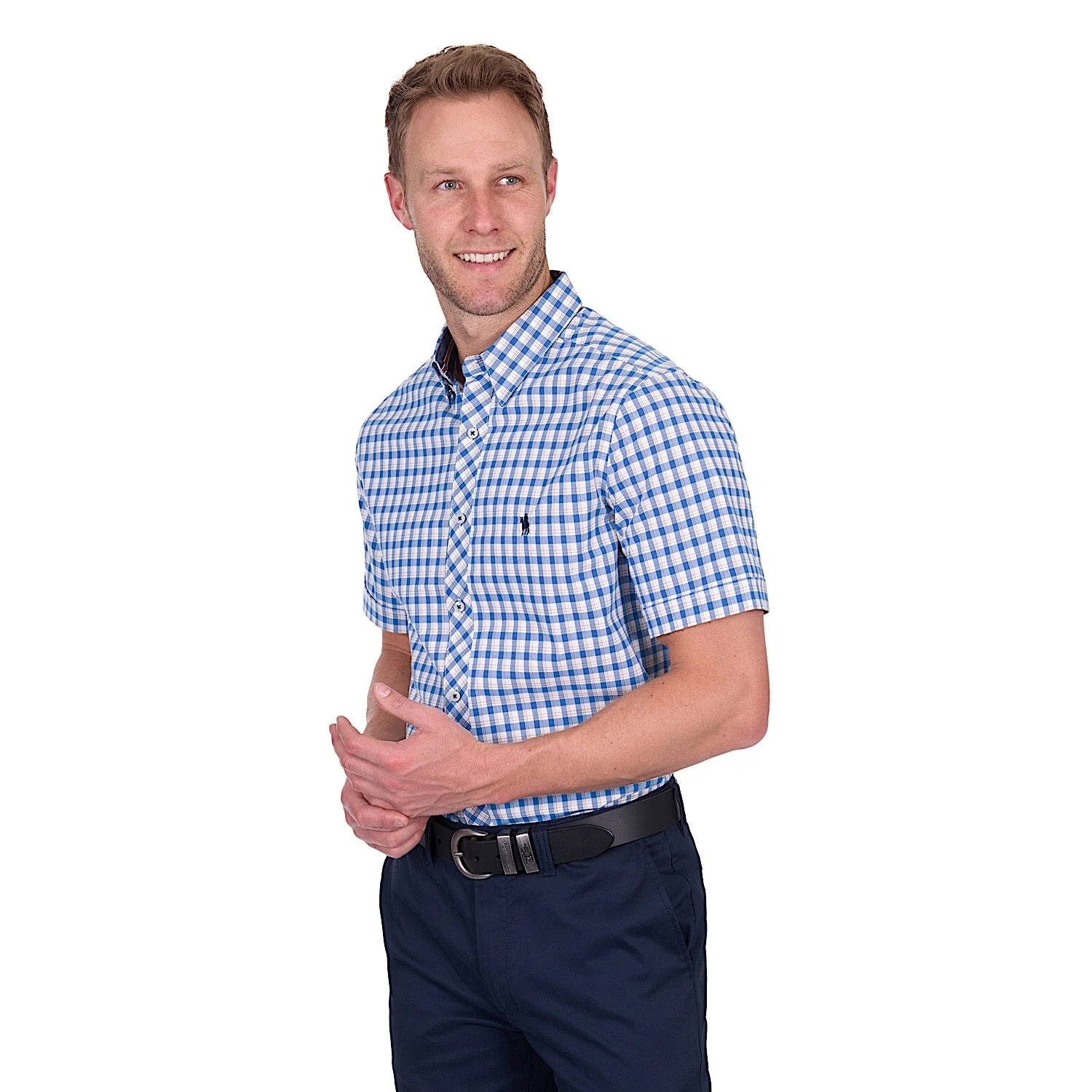 Thomas Cook Men's Chris Tailored Short Sleeve Shirt - Blue/Tan