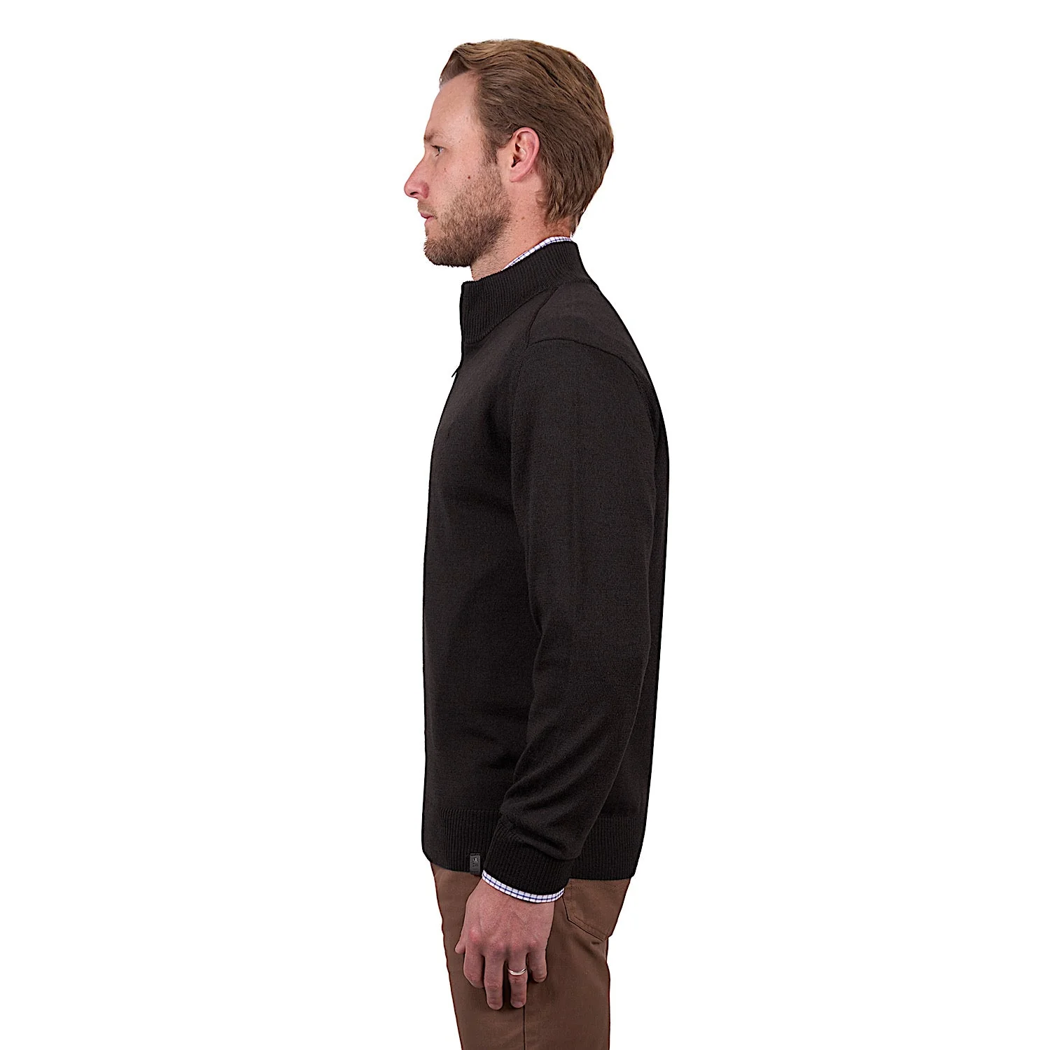 Thomas Cook Men's Daniel Merino Blend 1/4 Zip Knit Jumper - Dark Brown - Image 3