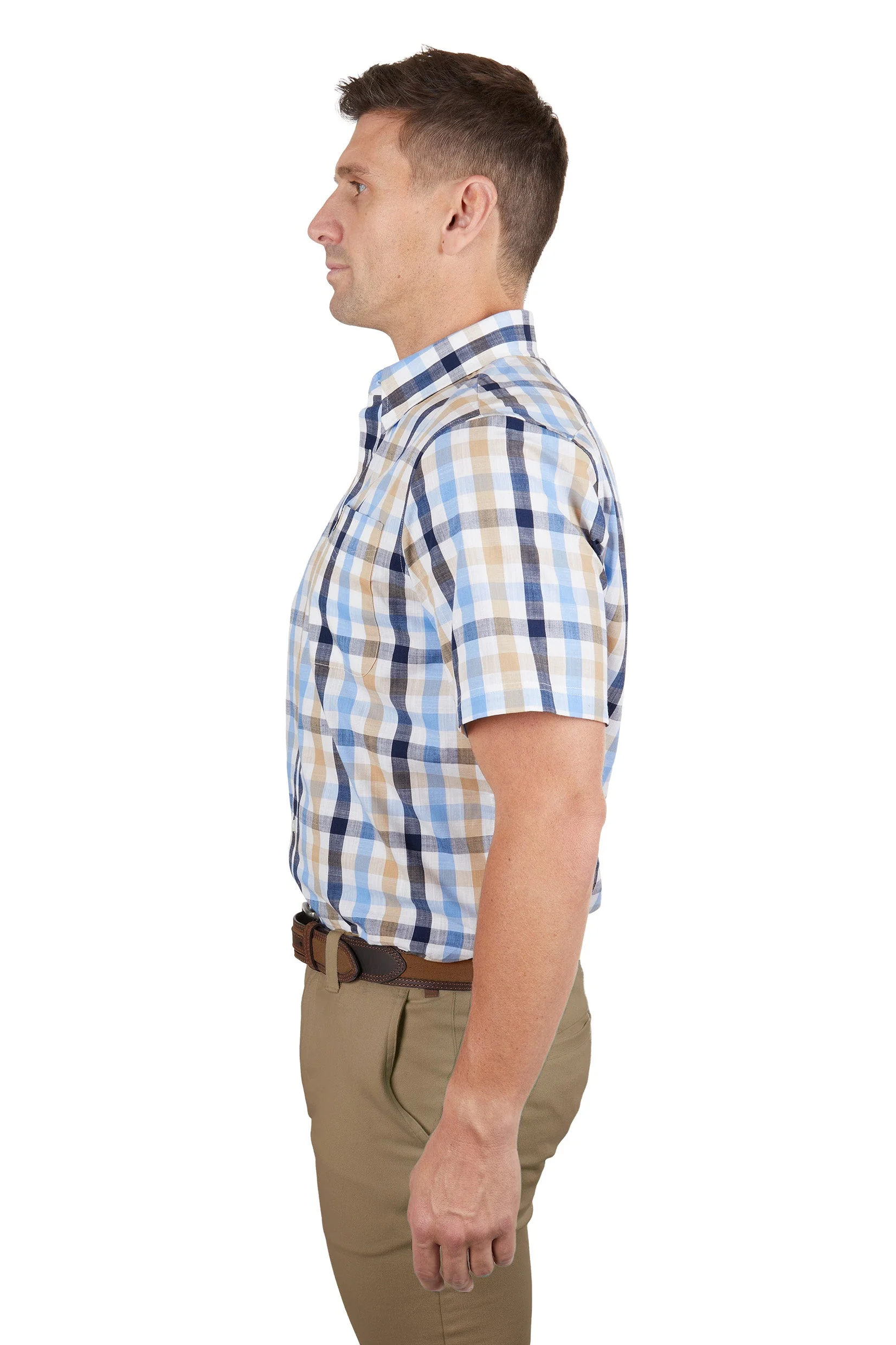 Thomas Cook Men's Duke 1 Pocket Short Sleeve Shirt Navy/Tan - Image 3