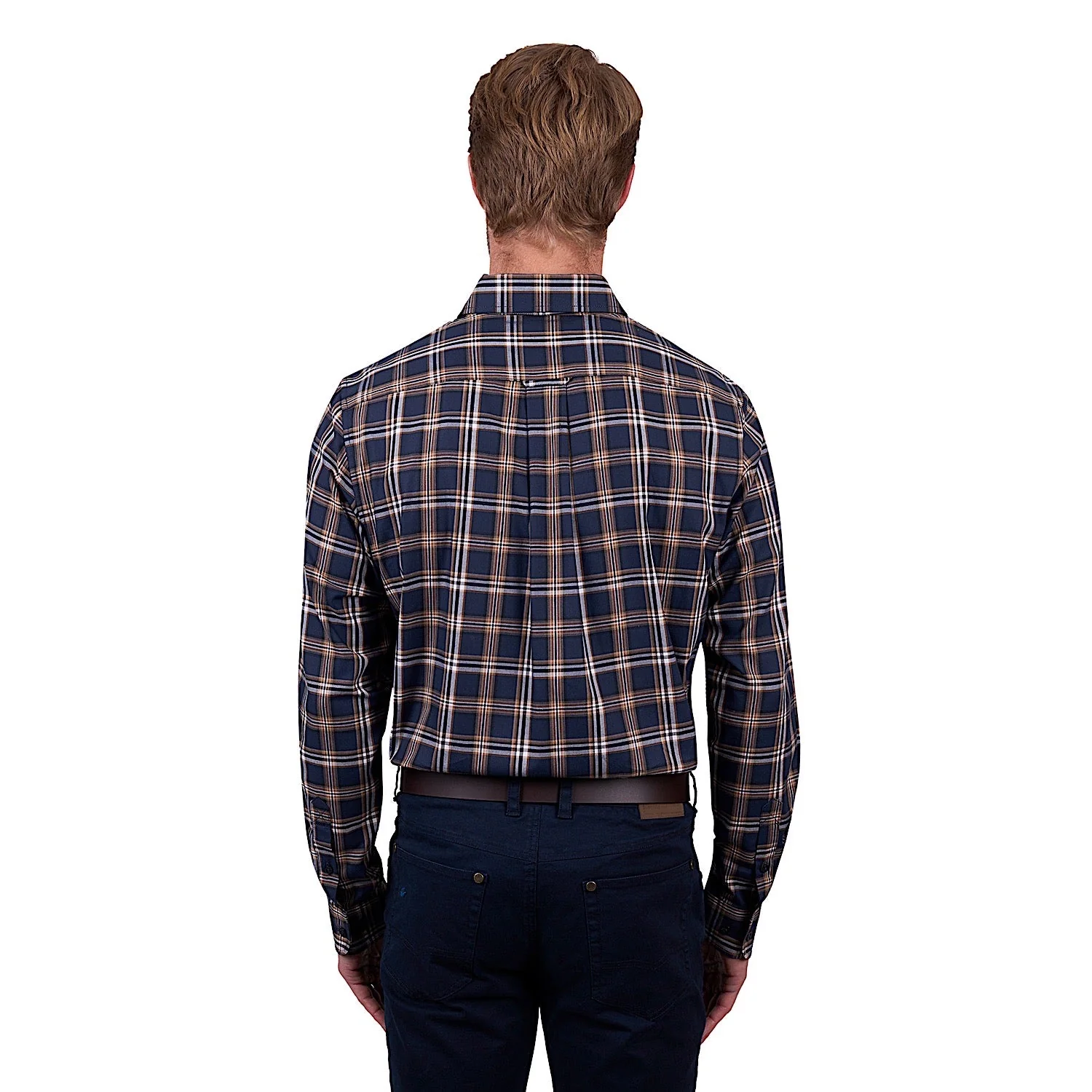 Thomas Cook Men's Dylan Check 2-Pocket Long Sleeve Shirt - Navy/Tan - Image 3