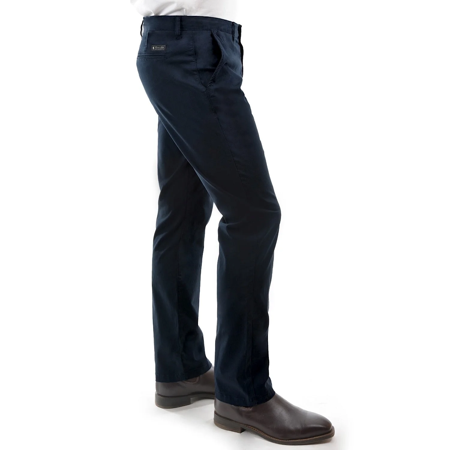 Thomas Cook Mens Tailored Fit Mossman Comfort Waist Trousers Dark Navy 32" Leg - Image 2