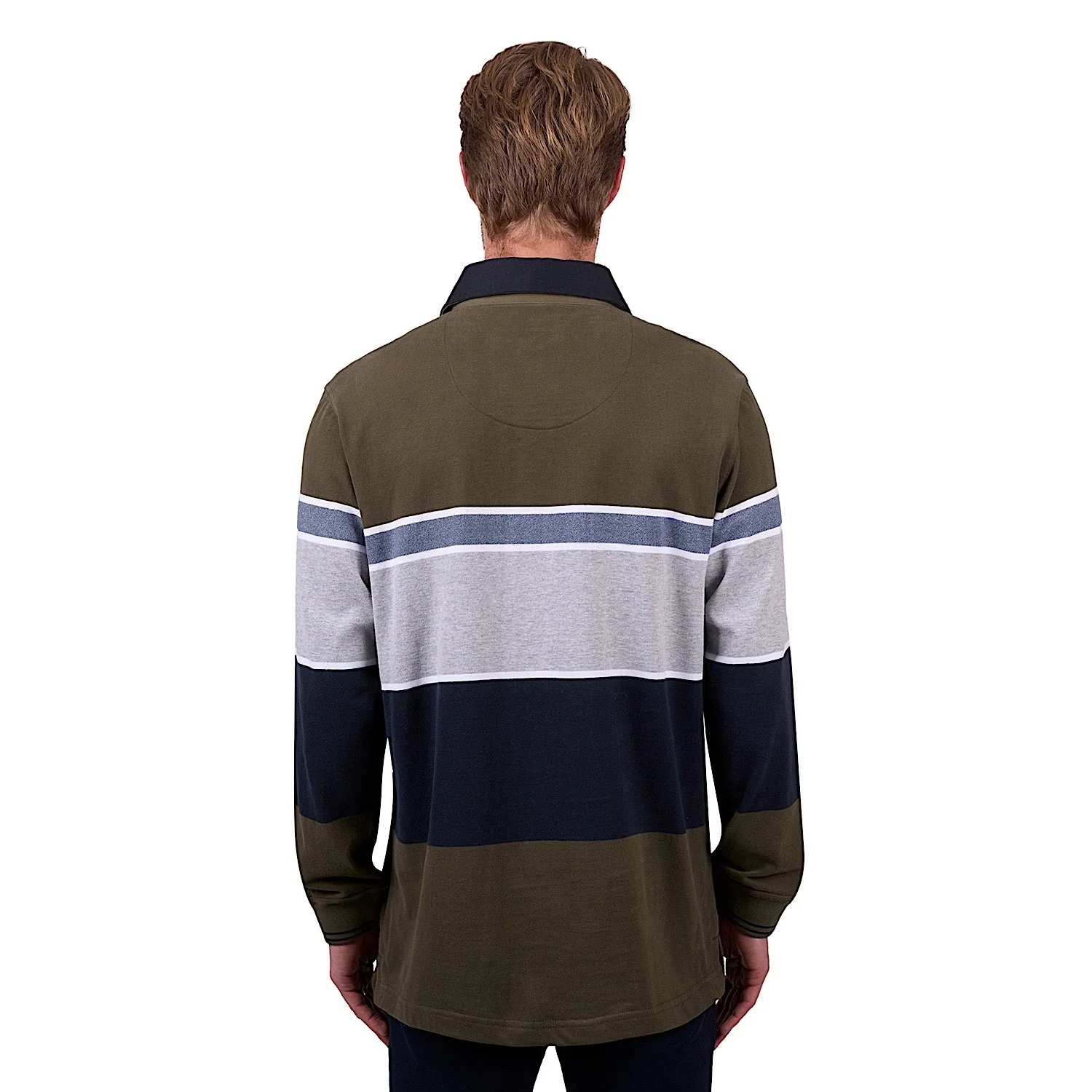Thomas Cook Men's Tom Stripe Rugby - Dark Tan/Grey Marle - Image 3