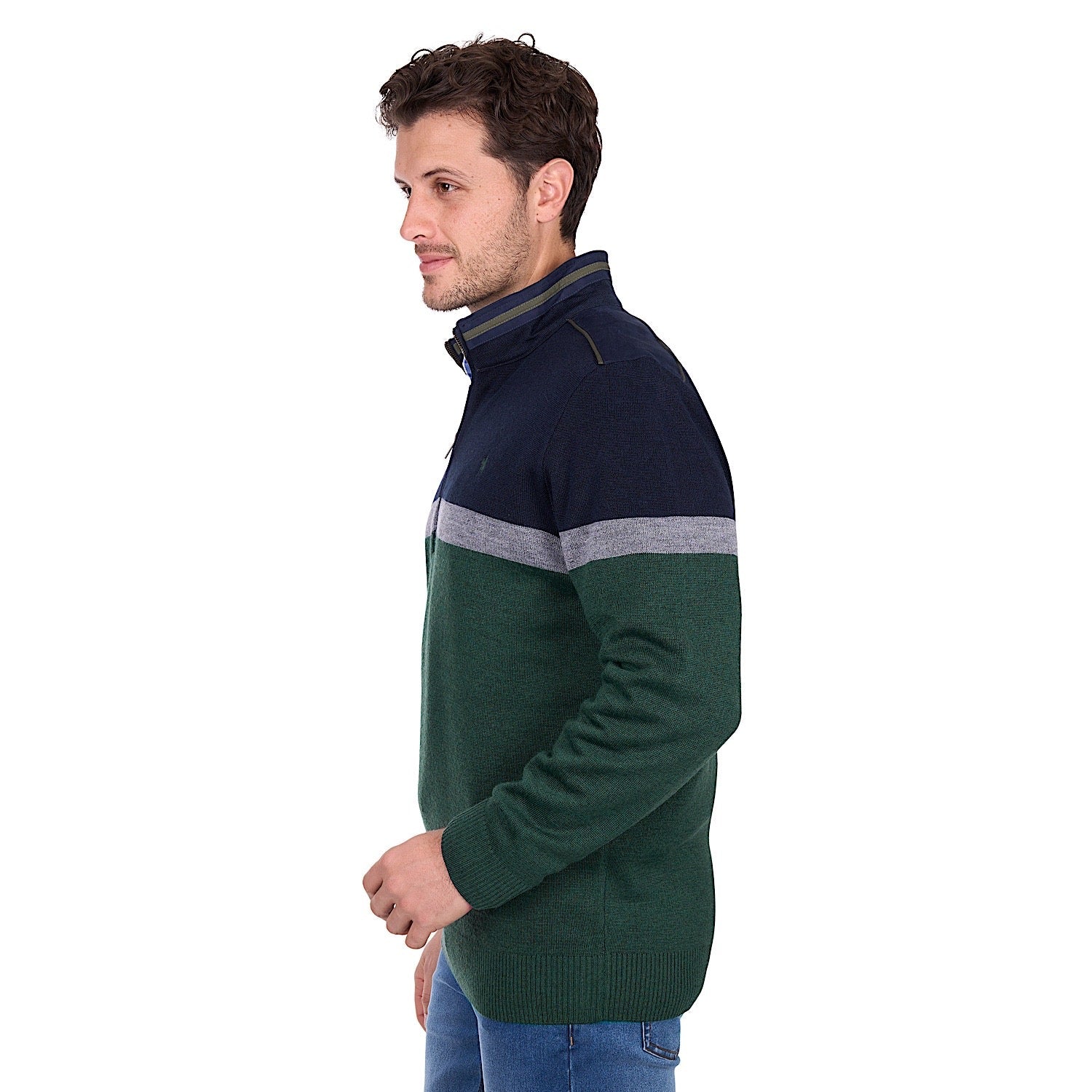 Thomas Cook Men's Troy 1/4 Zip Jumper - Navy / Green Marle - Image 2