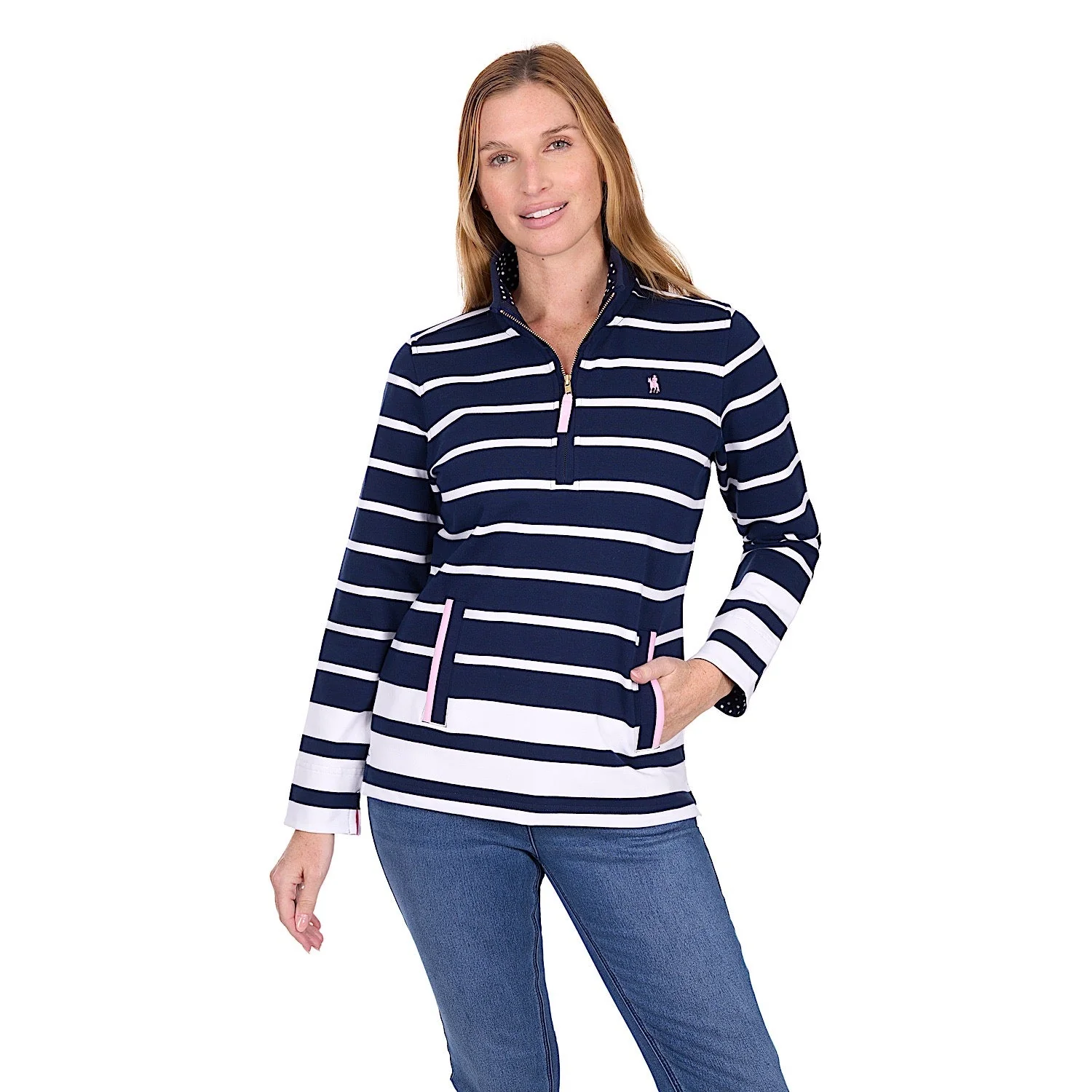 Thomas Cook Women's Ava 1/4 Zip Rugby - Navy / White