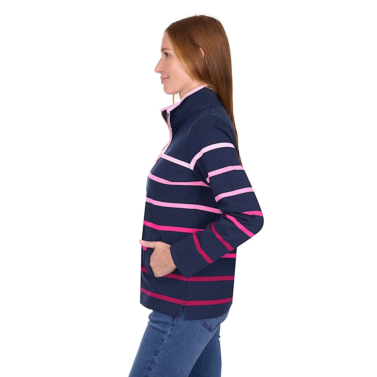 Thomas Cook Women's Gemma 1/4 Zip Rugby - Pink / Navy - Image 2