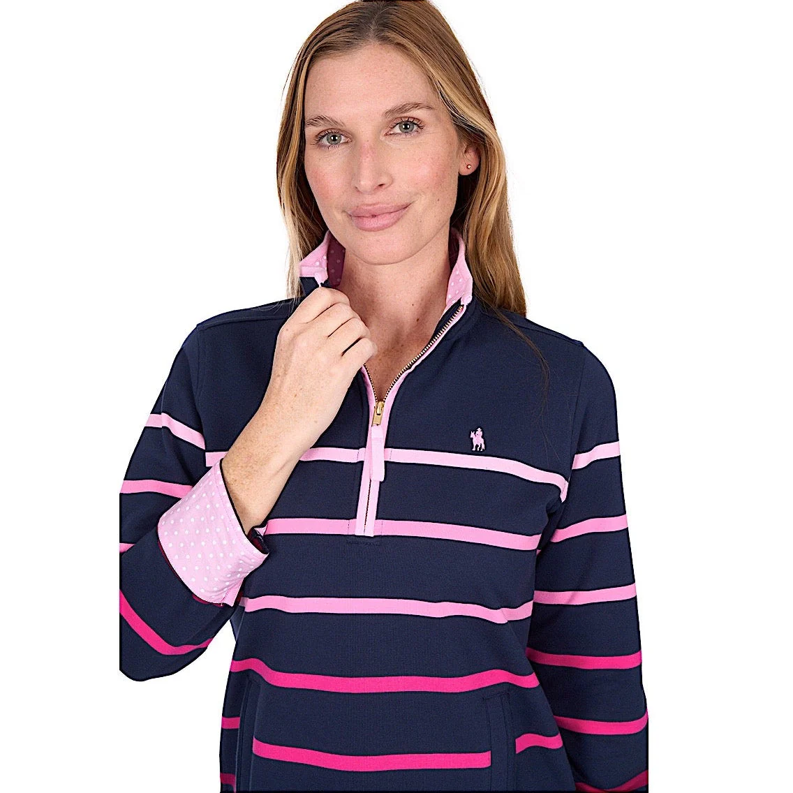 Thomas Cook Women's Gemma 1/4 Zip Rugby - Pink / Navy - Image 4
