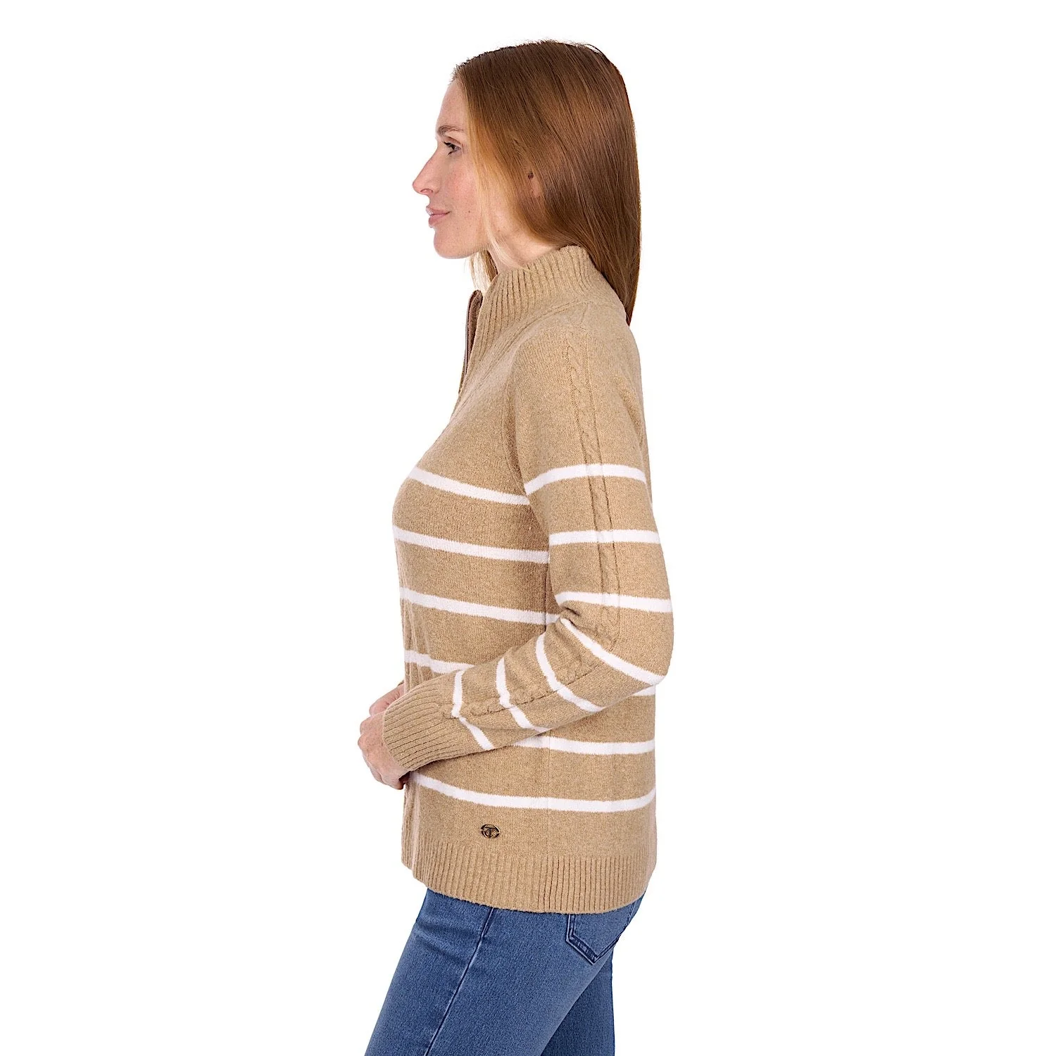 Thomas Cook Women's Luna 1/4 Zip Jumper - Tan Marle - Image 3