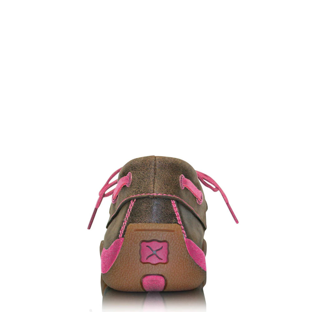 Twisted X Women's Breast Cancer Awareness Pink Ribbon Mocs Lace Up Bomber Neon Pink - Image 3