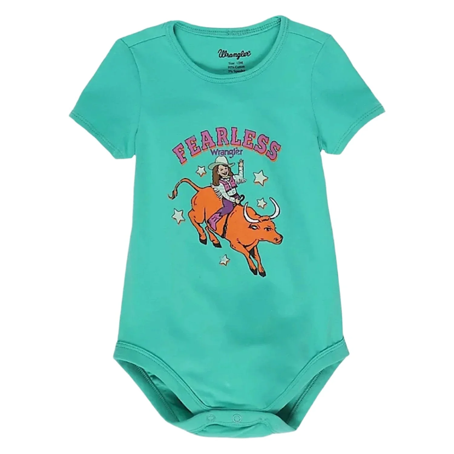 Wrangler Baby Girls Fearless Bull Rider Bodysuit in Green
