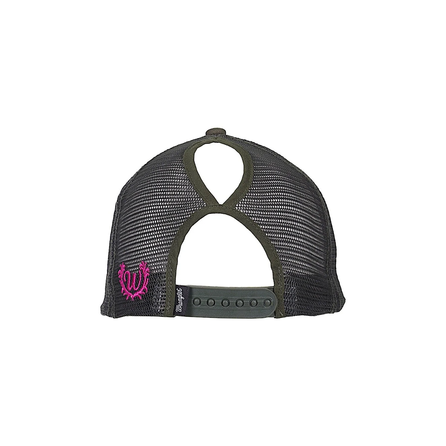 Wrangler Erinn HP Ponytail Trucker Cap - Olive/Pink - Image 2