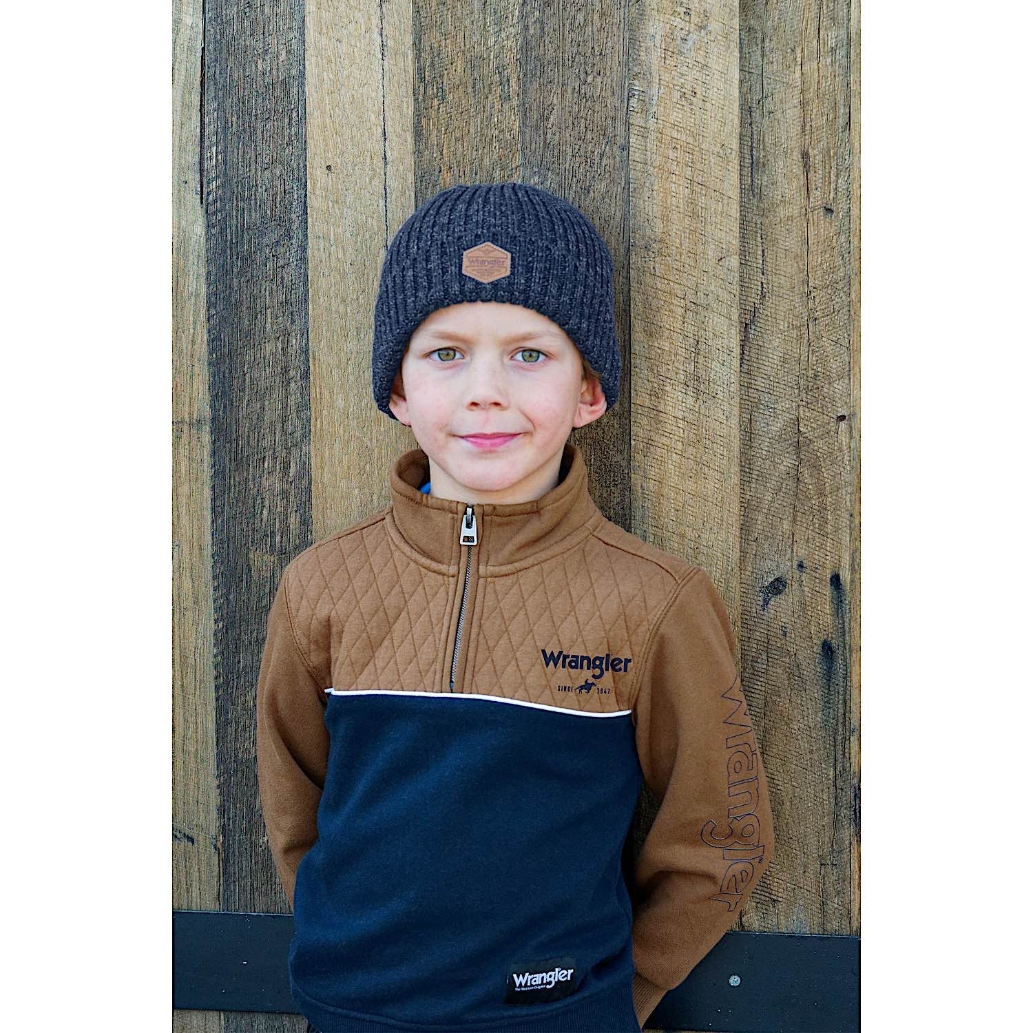 Wrangler Kid's Ghano Beanie - Navy/Grey - Image 2