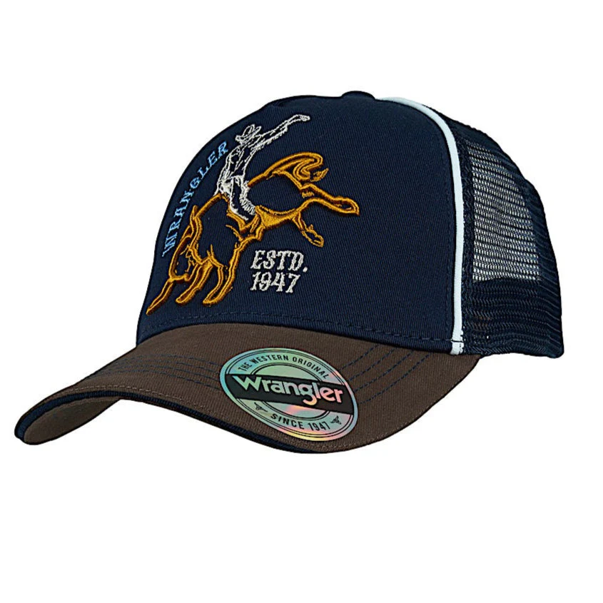 Wrangler Kid's Robert Trucker Cap - Navy/Dark Tan