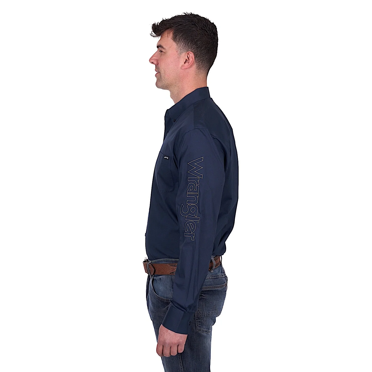Wrangler Men's Brad Logo Shirt - Navy - Image 3