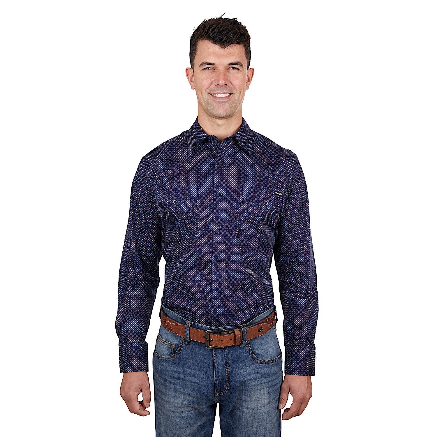 Wrangler Men's Cam Shirt Navy/Blue - Image 2