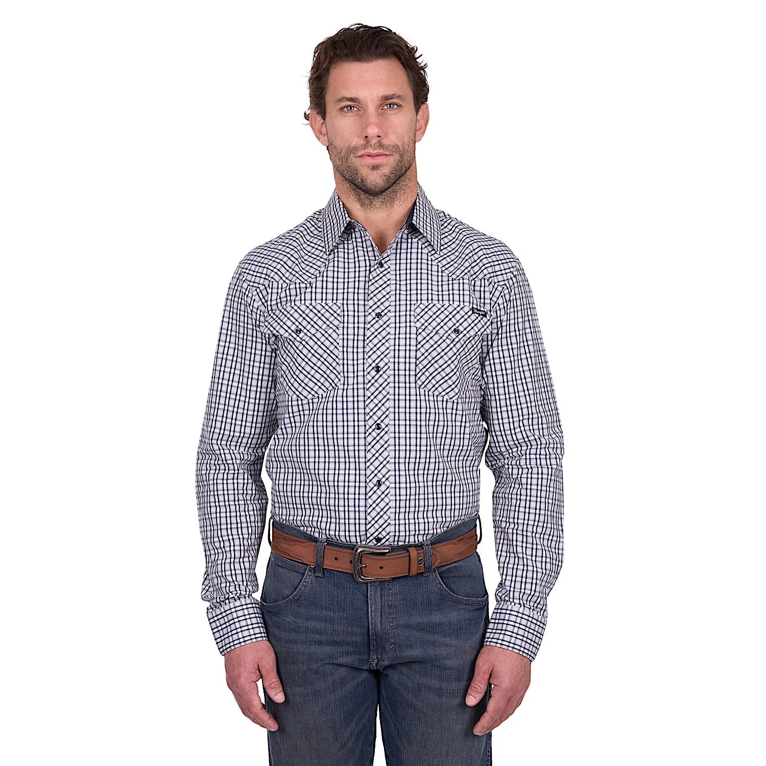 Wrangler Men's Carl Shirt - Navy/Tan