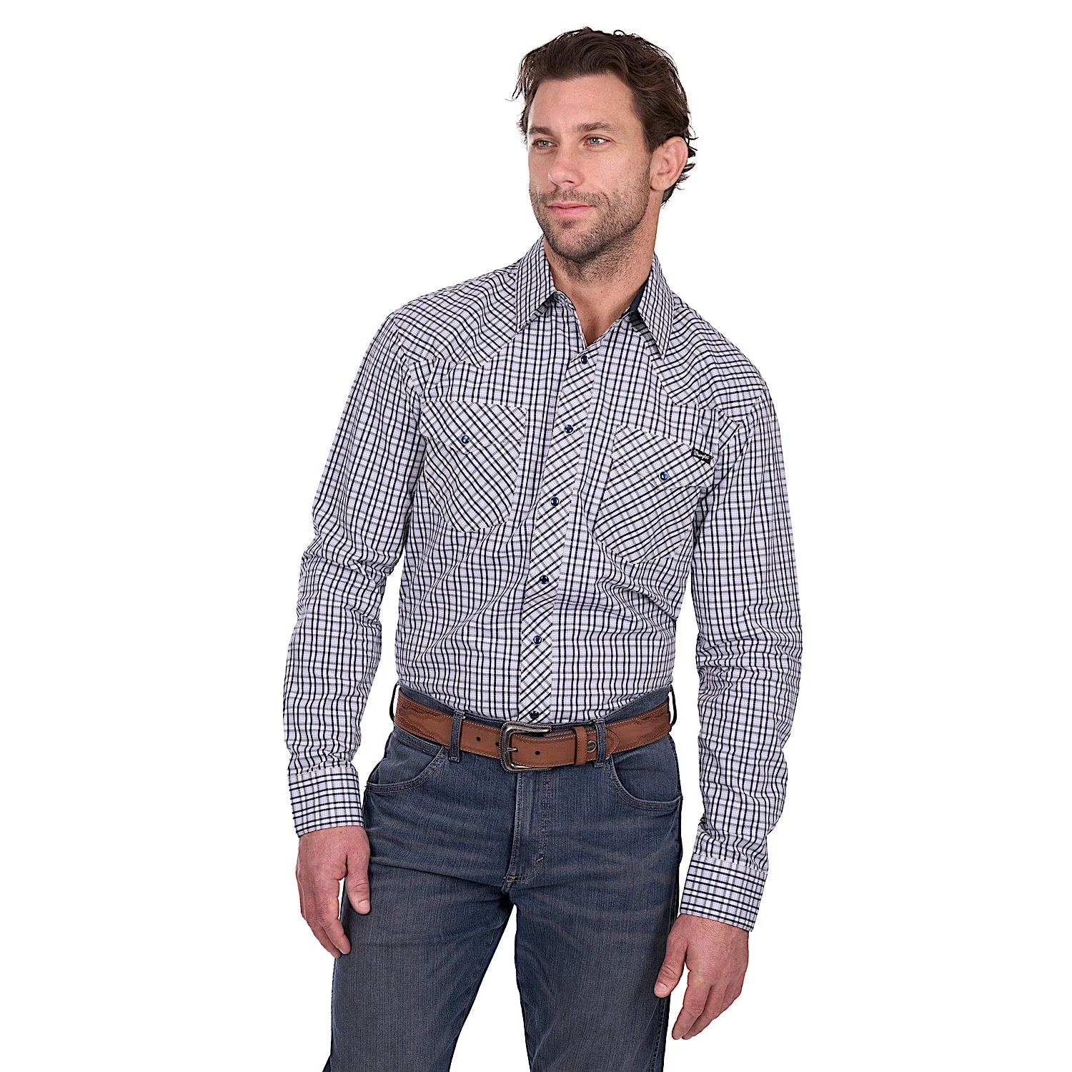 Wrangler Men's Carl Shirt - Navy/Tan - Image 2
