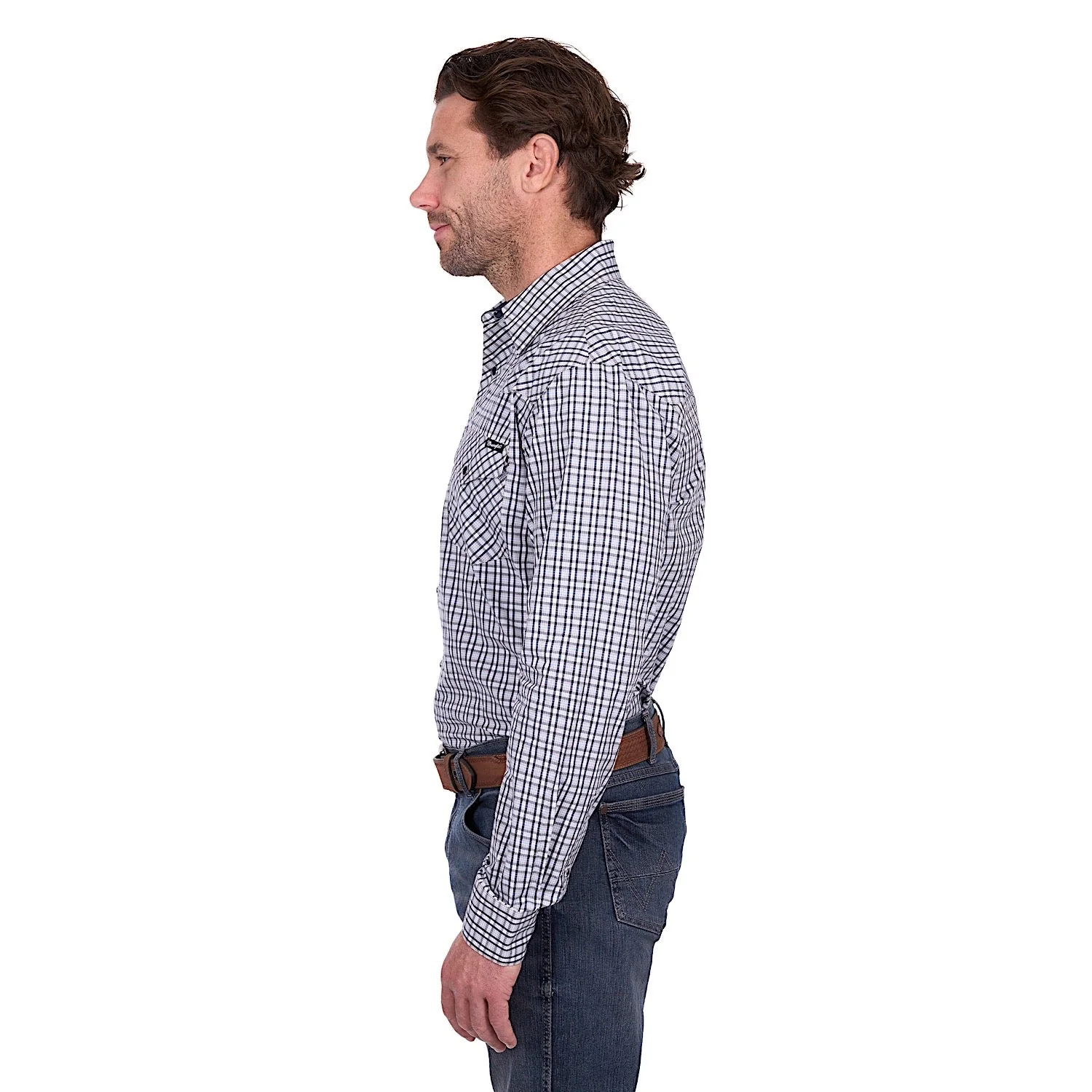 Wrangler Men's Carl Shirt - Navy/Tan - Image 3