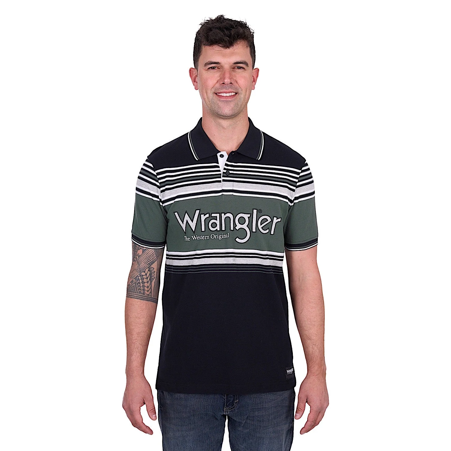 Wrangler Men's Chris Polo - Black/Cypress - Image 4