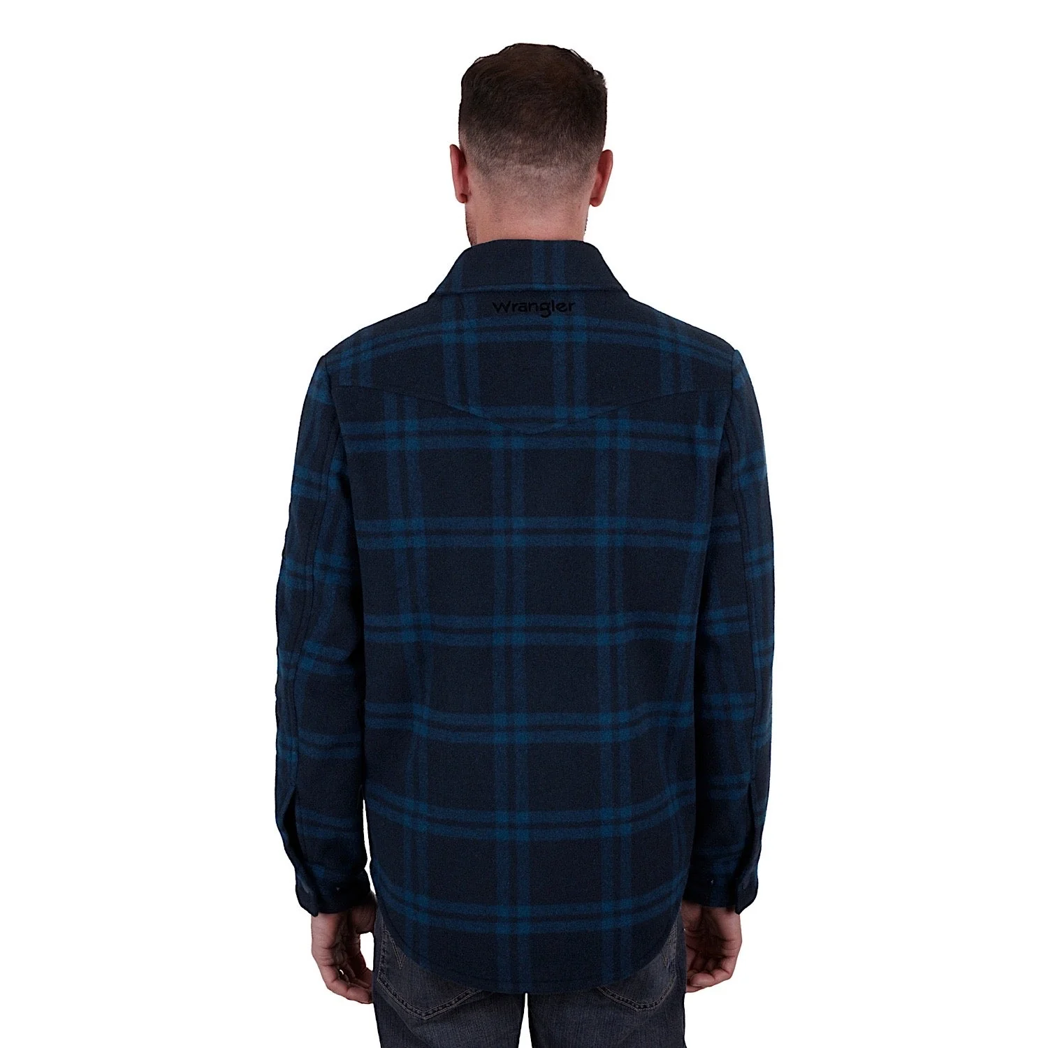 Wrangler Men's Daniel Logo Wool Overshirt Navy - Image 3