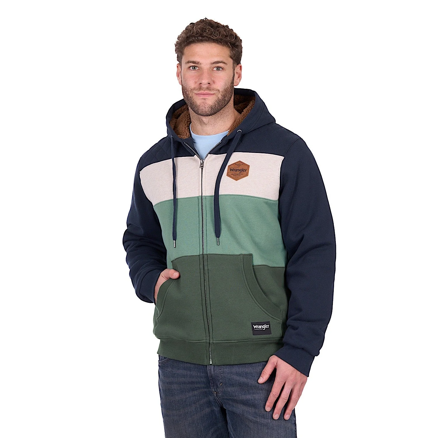 Wrangler Men's Dwayne Zip Up Hoodie - Navy/Cypress - Image 2
