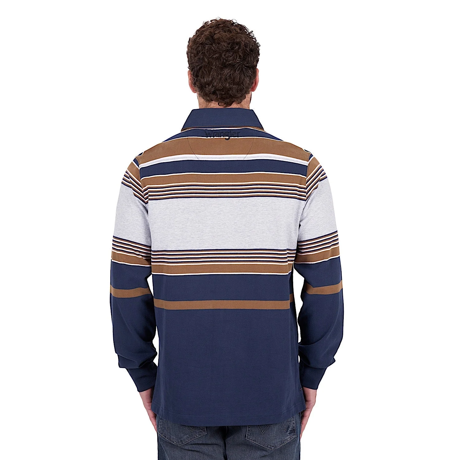 Wrangler Men's Federick Rugby - Navy/Tan - Image 4