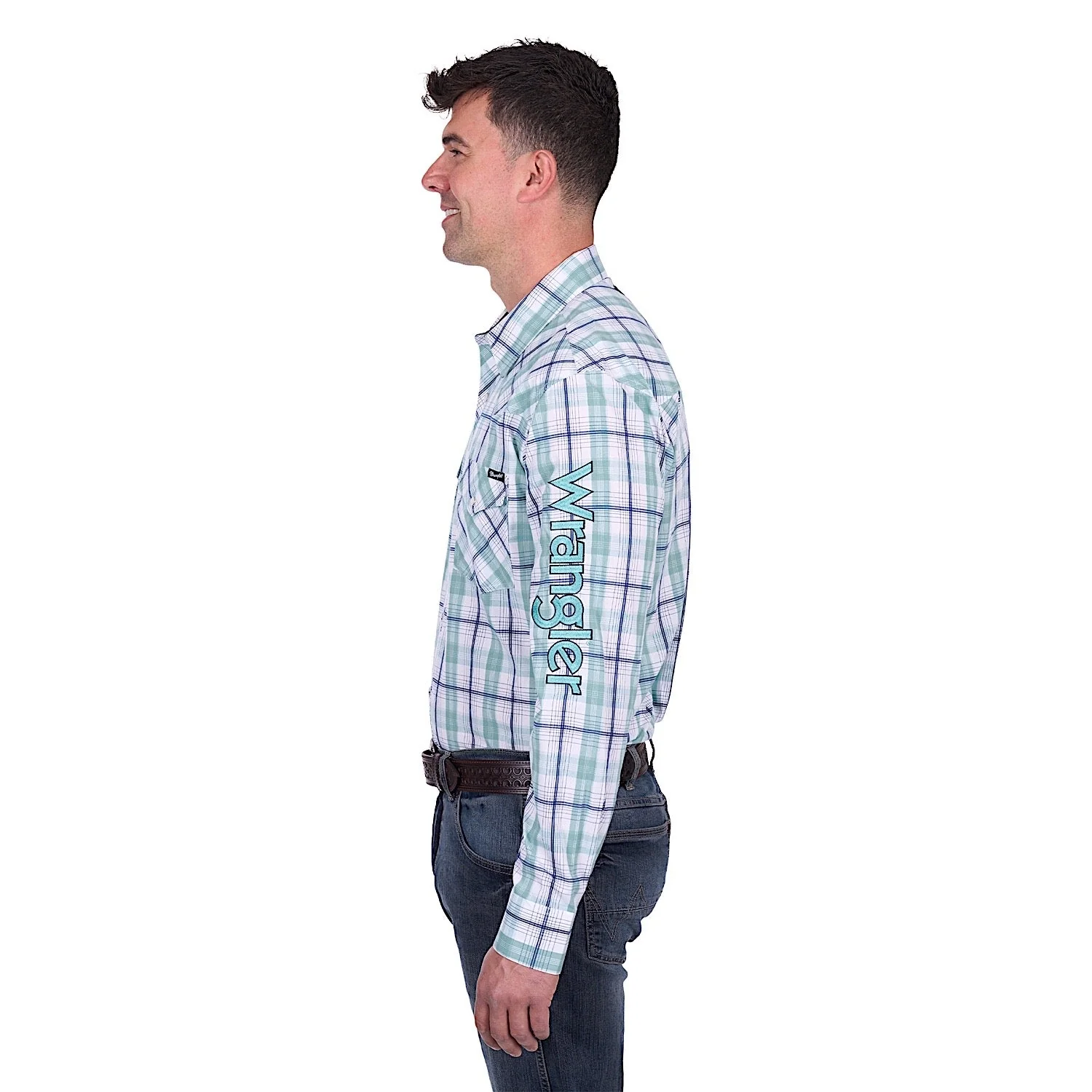 Wrangler Men's Jacob Logo Shirt - Green/White - Image 3